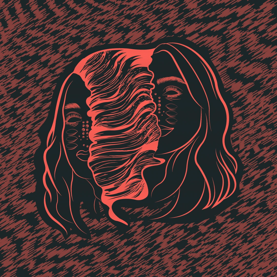 I further distorted the minimal illustration and added texture and pattern.