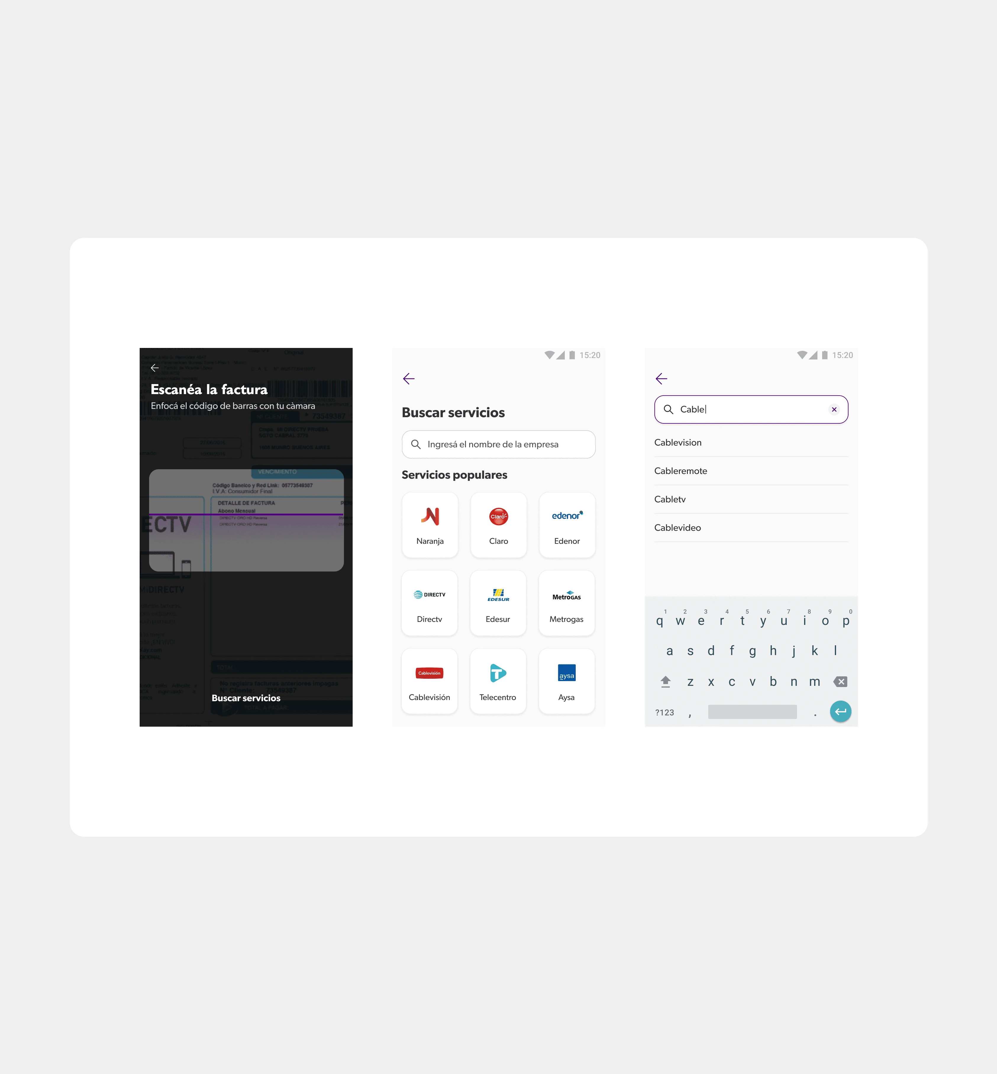 Two ways to pay your bills
Users can either scan their bills using the camera or search for them manually, providing flexibility for different levels of digital familiarity.
