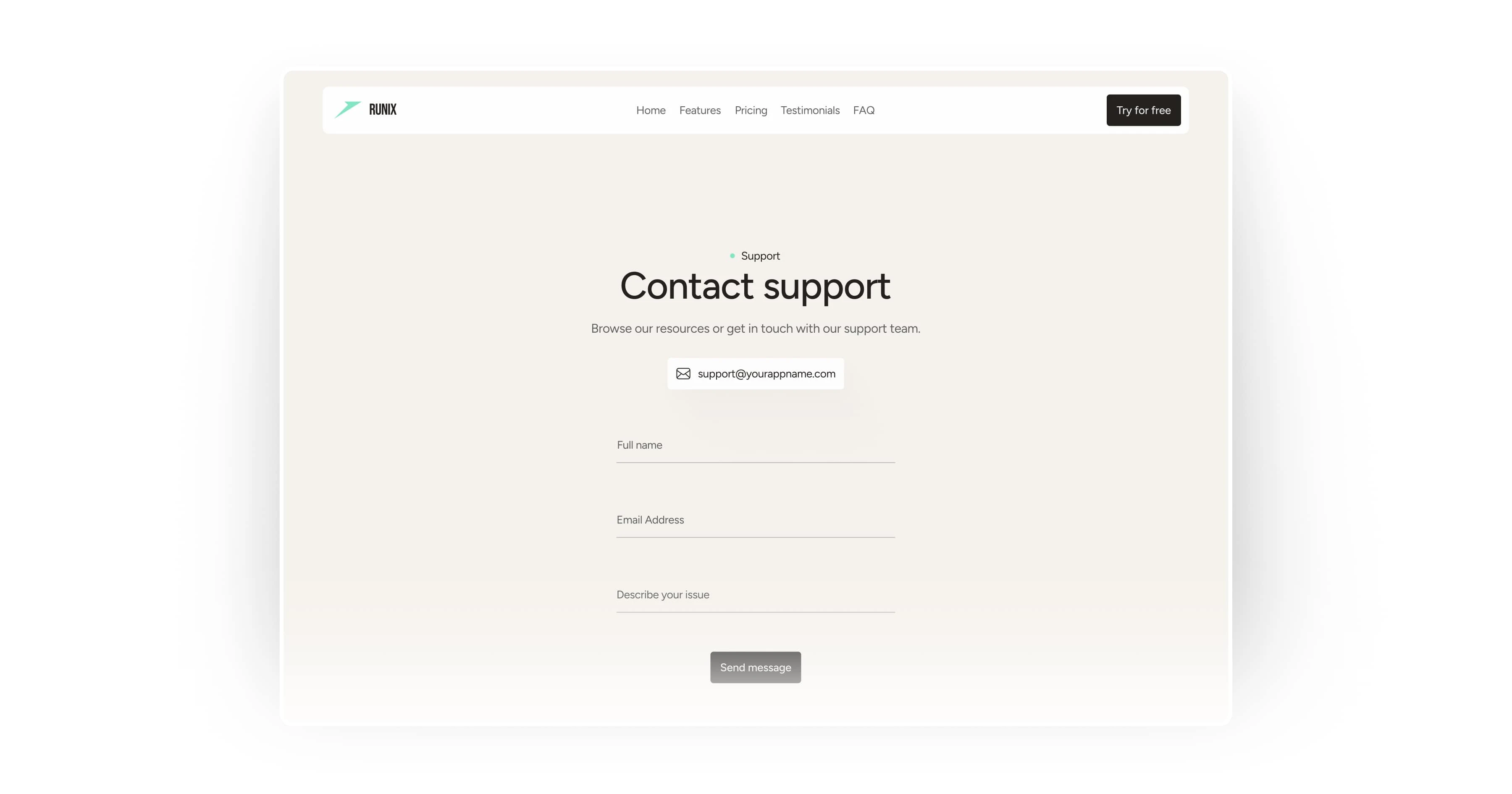 Support Page