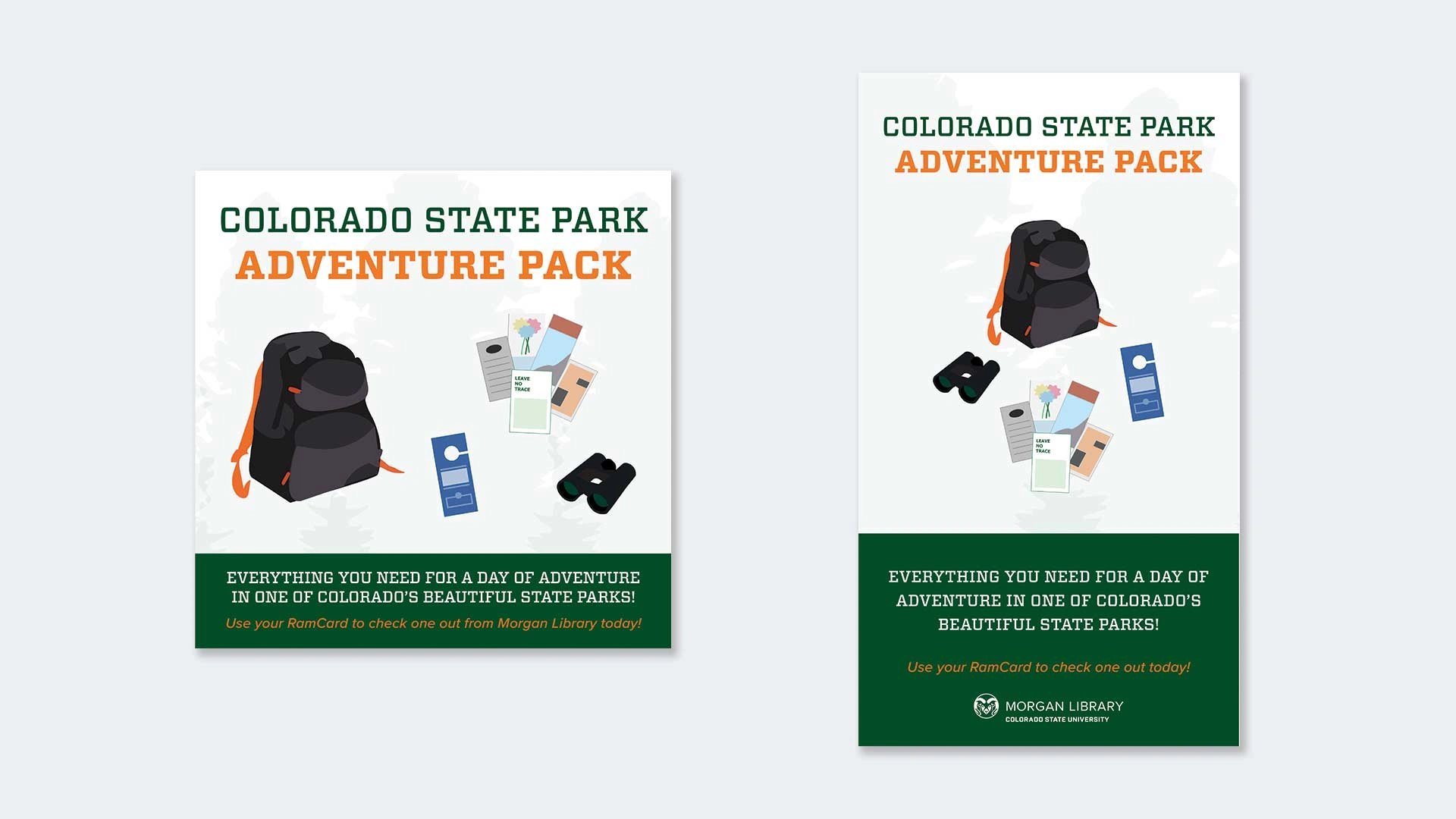 Custom illustrations and icons utilized in social and print campaigns to advertise University partnership with CO State Parks