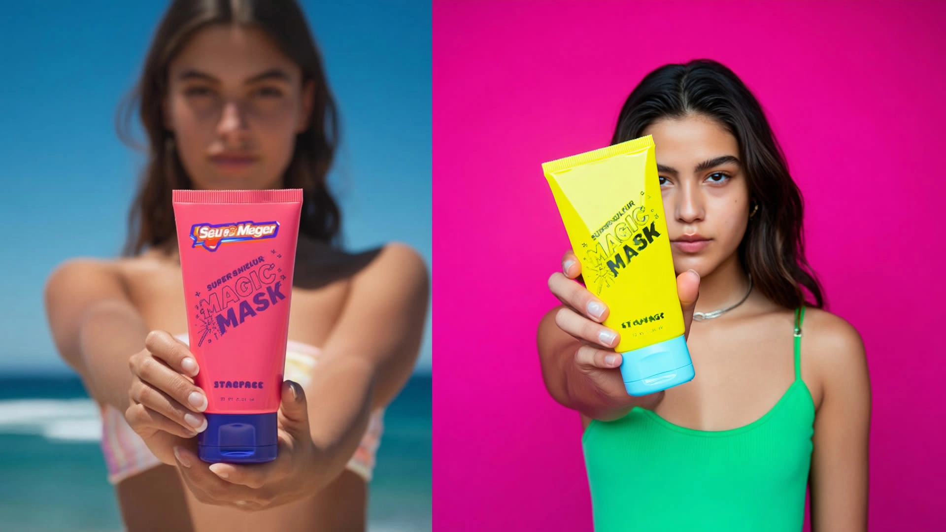 Raw AI  outputs - these are clear examples of how AI sometimes misses the mark on product realism and branding fidelity.Fine details are missed here, examples include Typography accuracy (logos, brand names, product text).

Consistency of packaging design (layout, font weight, alignment).

Polish of realism (textures, edges, hands/labels).