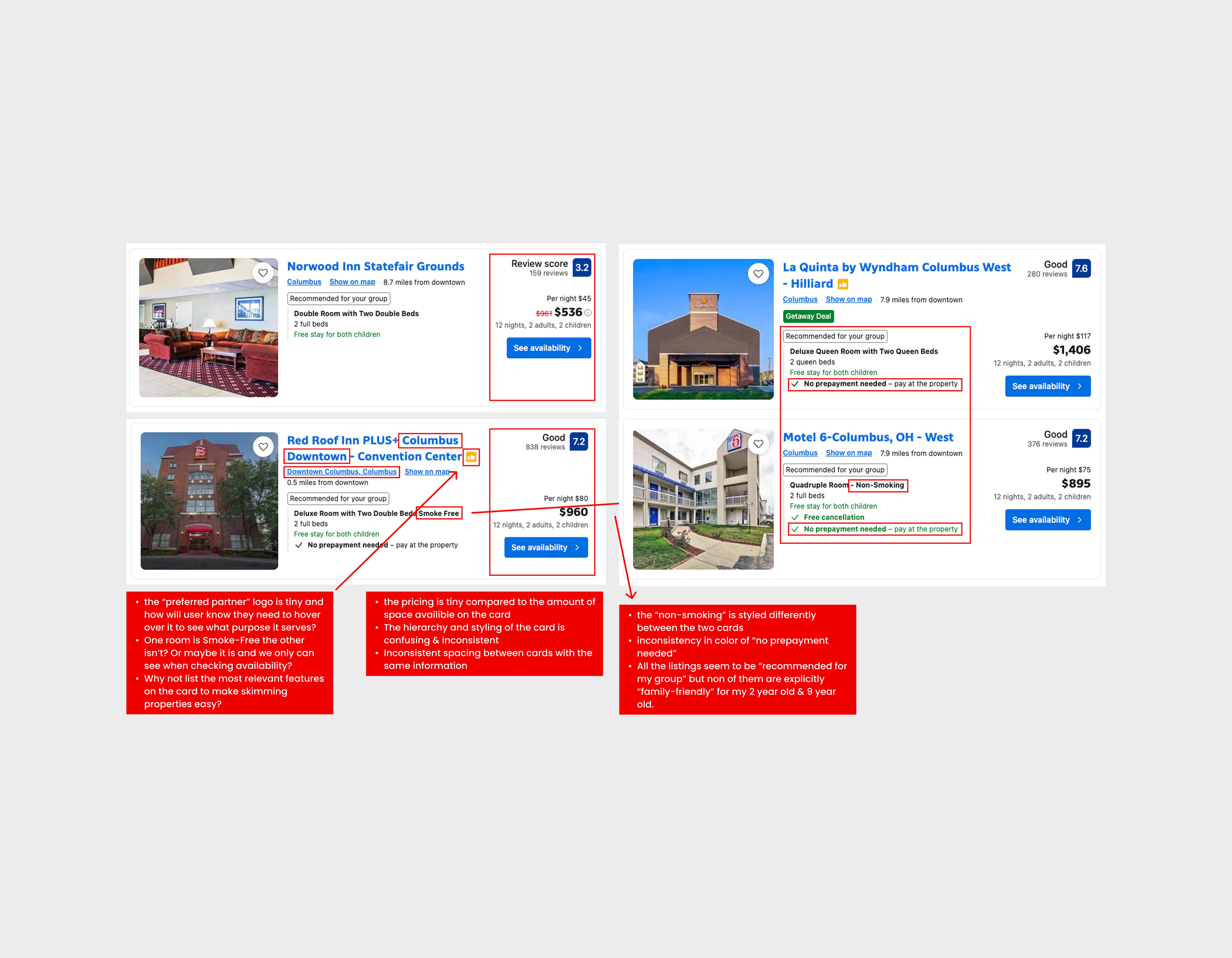 Current Booking.com Card Components