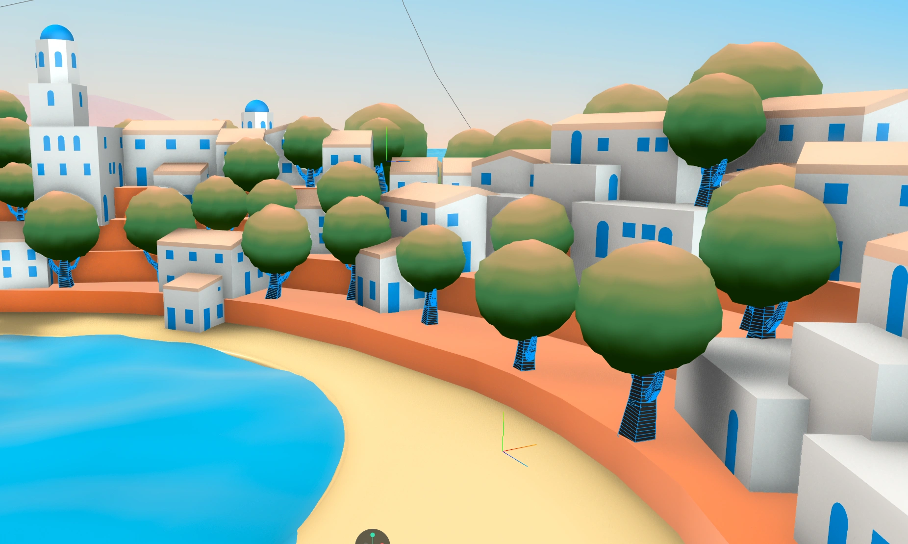 All the tree trunks are one object, to optimize the scene