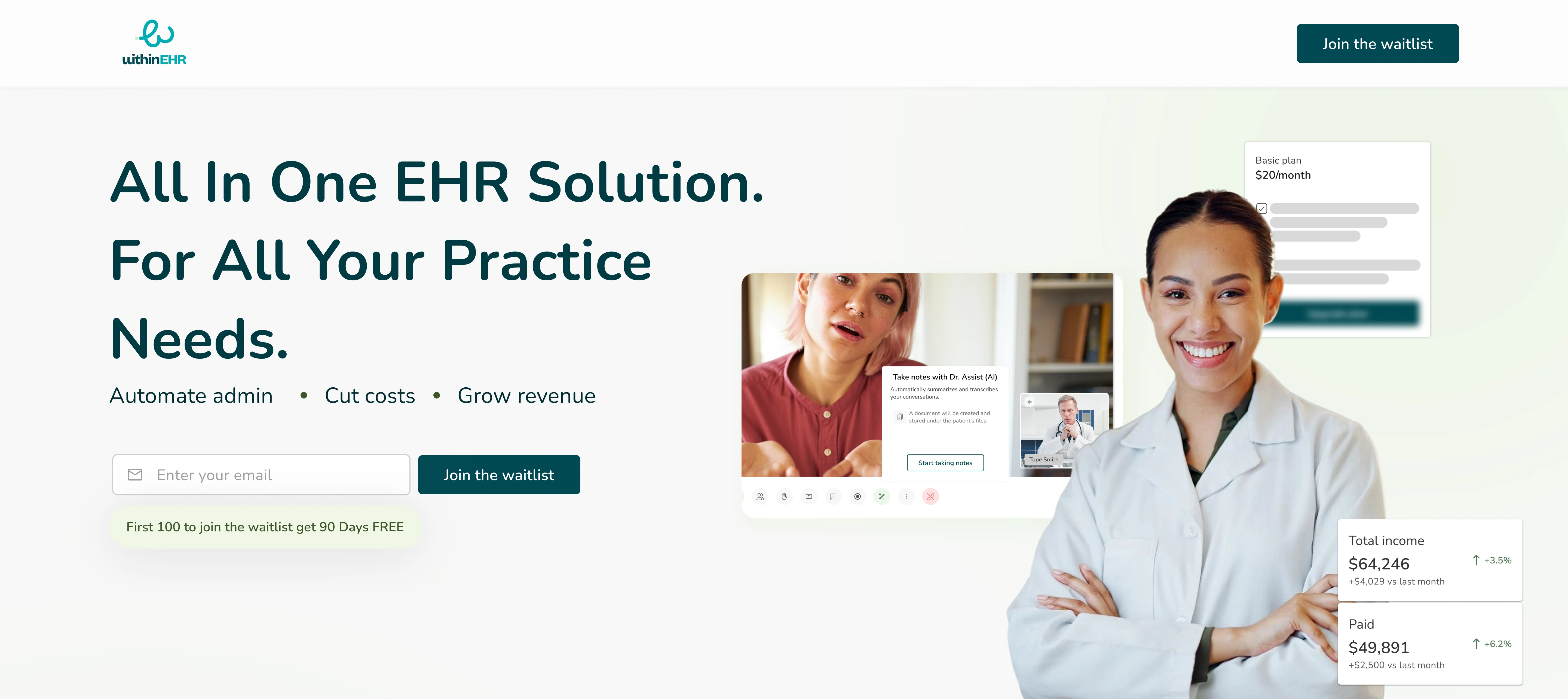 Hero Section of landing page