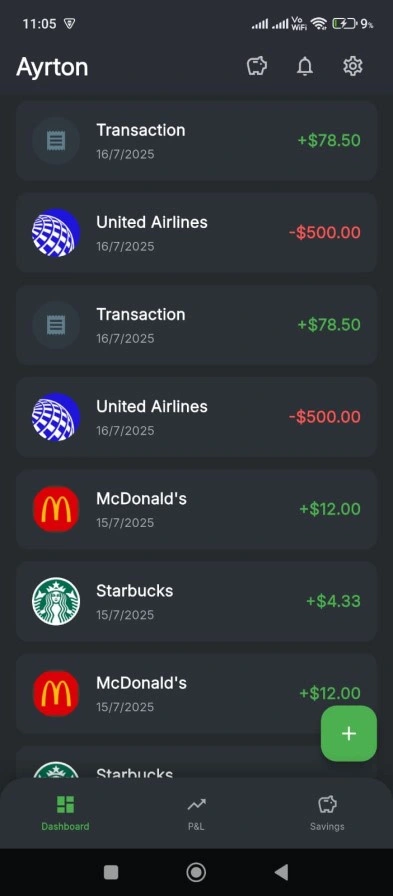 List of Latest Transaction ( These are automatically pulled out from your bank when you do any transaction )