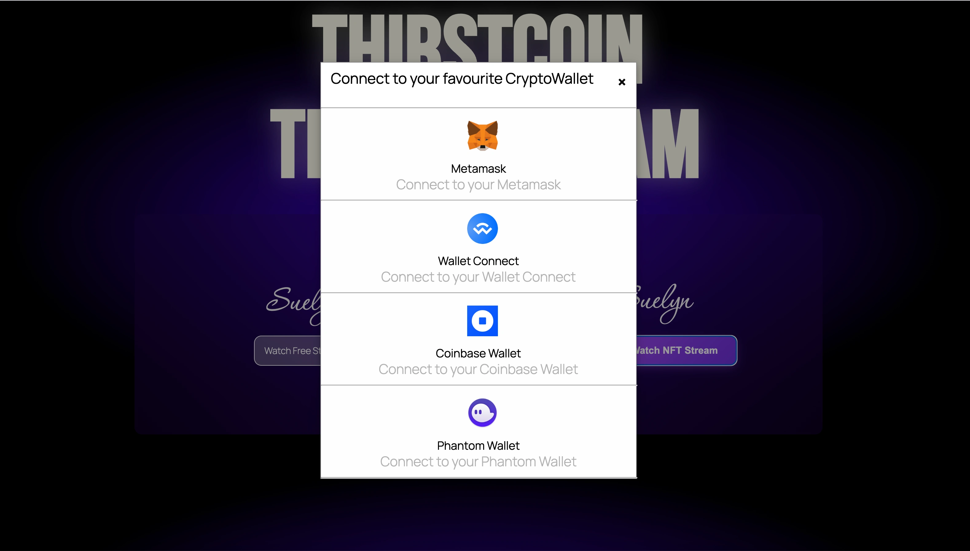 Built a custom Solana wallet login UI → users had to verify ownership of a Thirstcoin NFT to unlock access.
