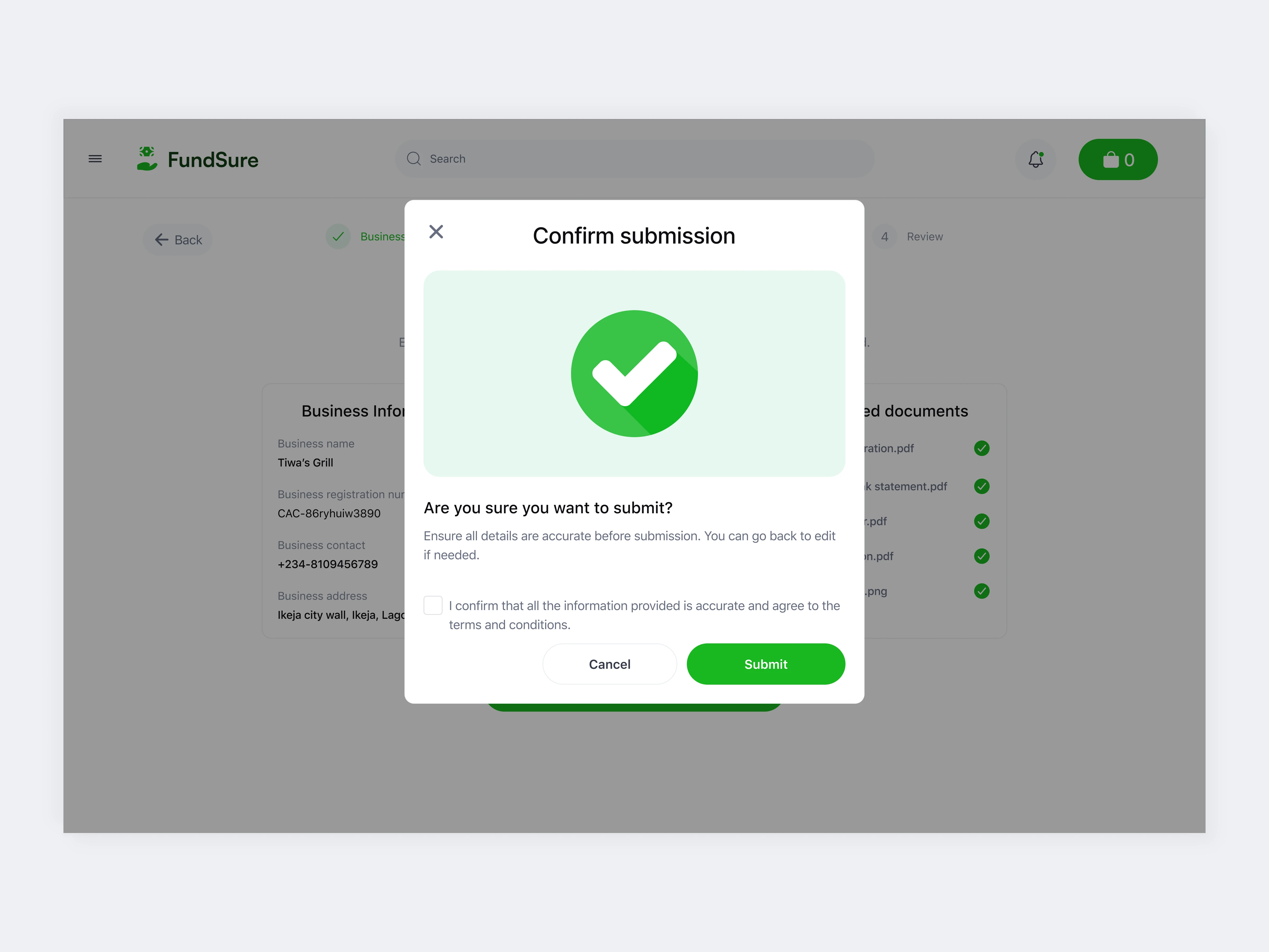 Confirm submission