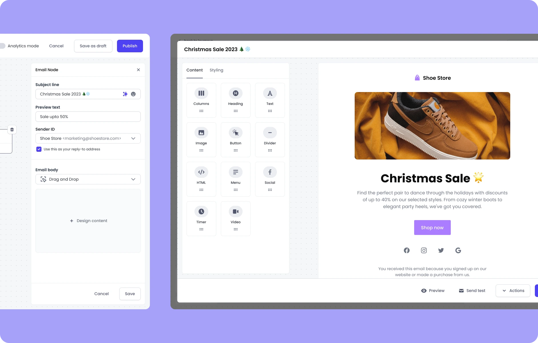 Email builder initial stage