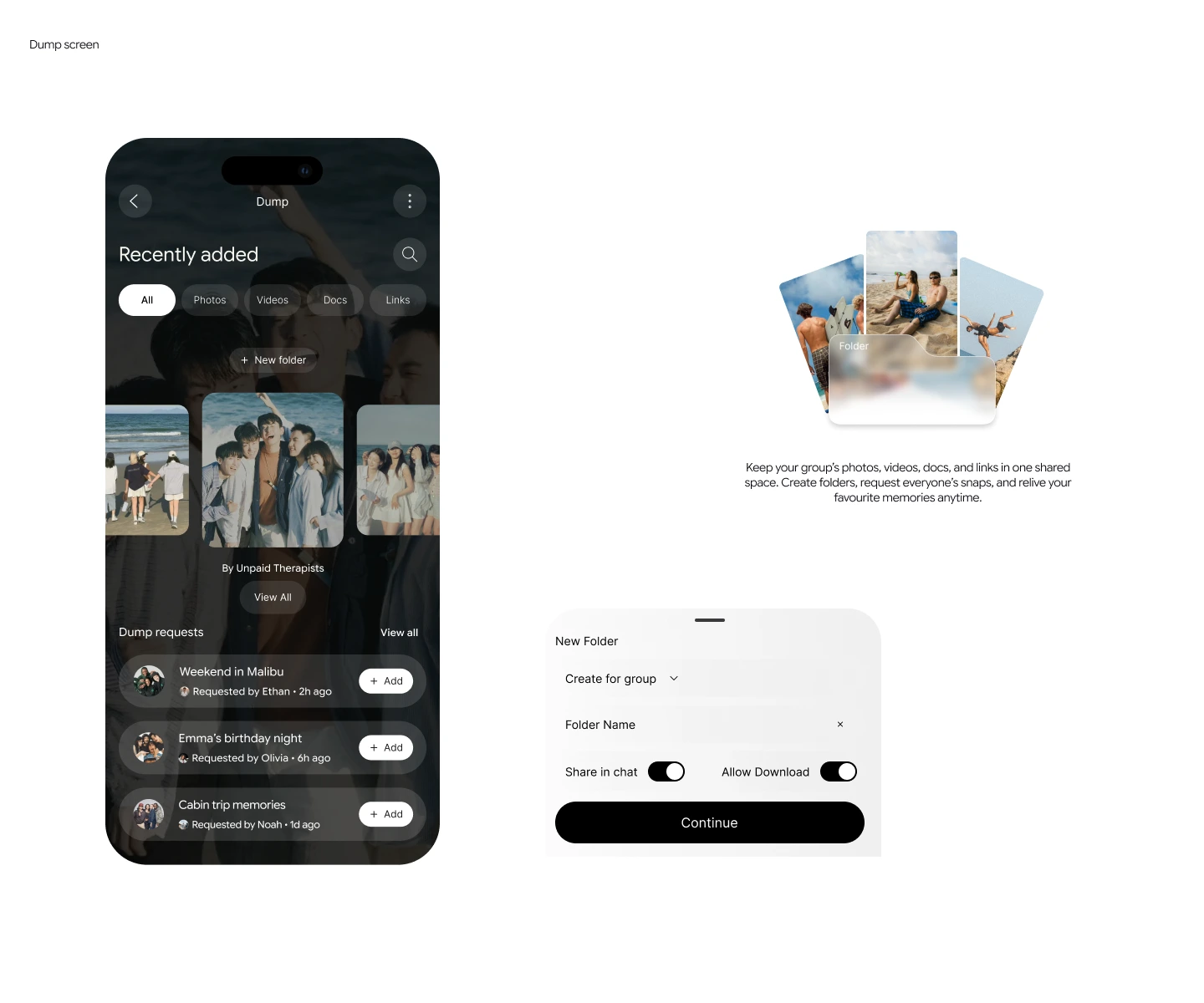 Dump Screen Design