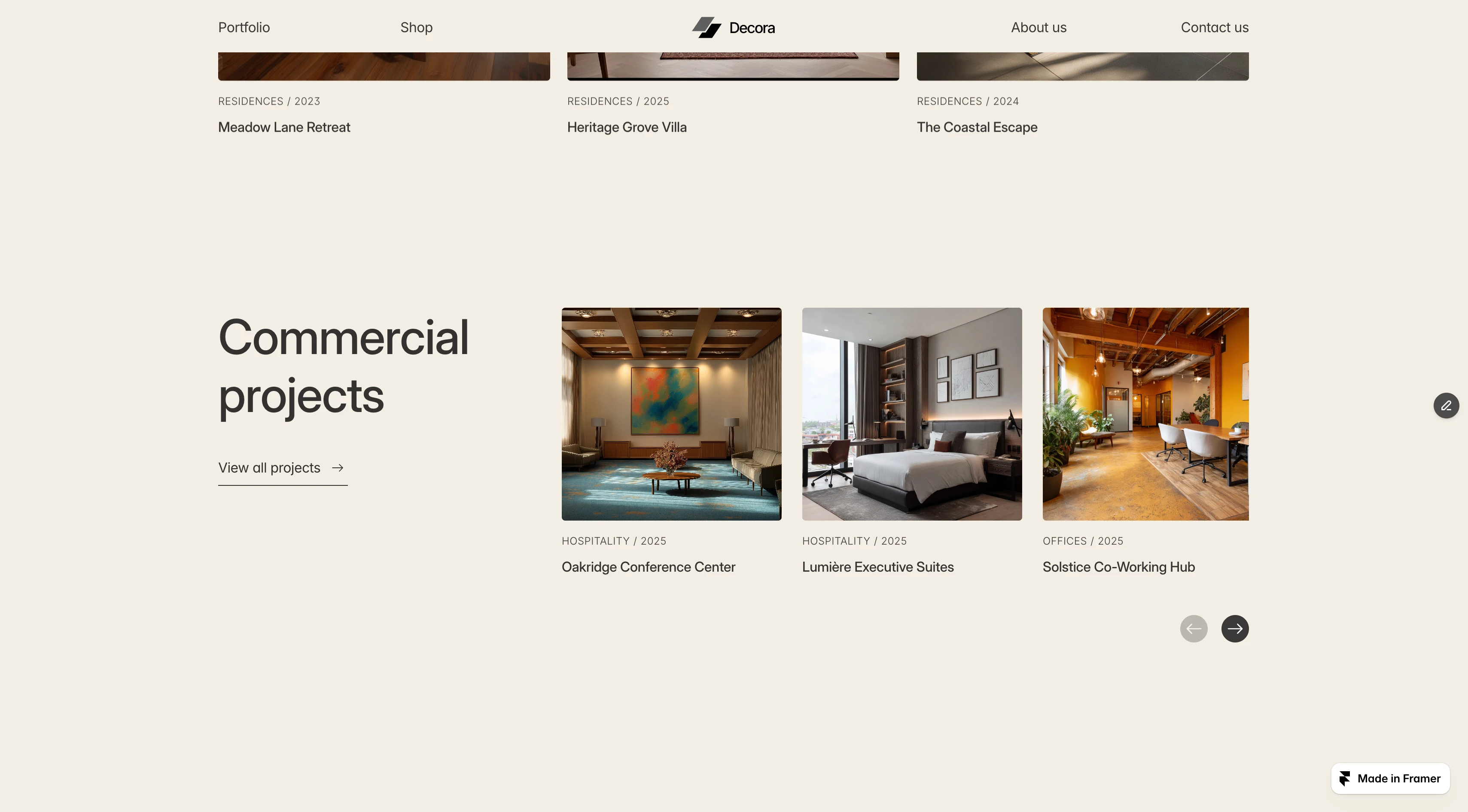 Commercial project section