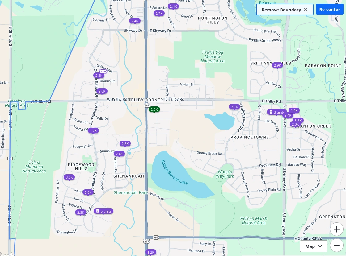 An example from Zillow of the amount of data that might reside in a small geographic area. 
