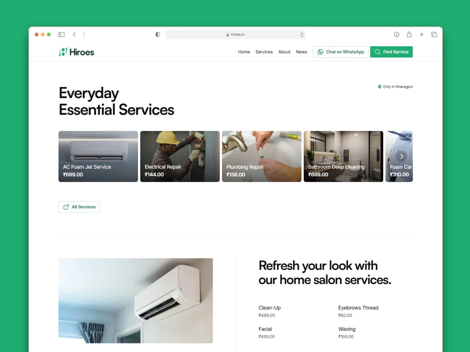 Homepage desktop v2 mockup presentation