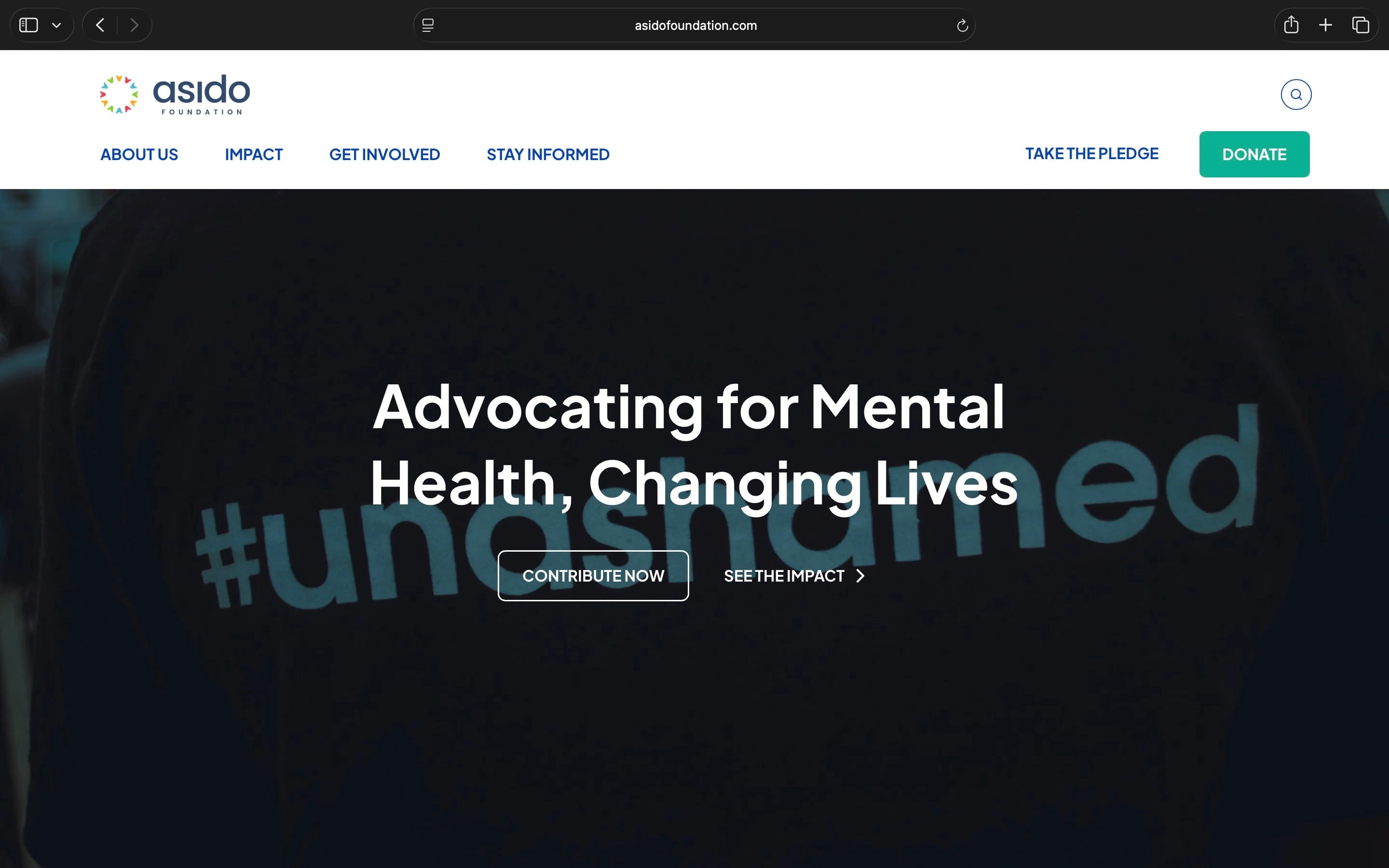 Hero section ; Asido Foundation