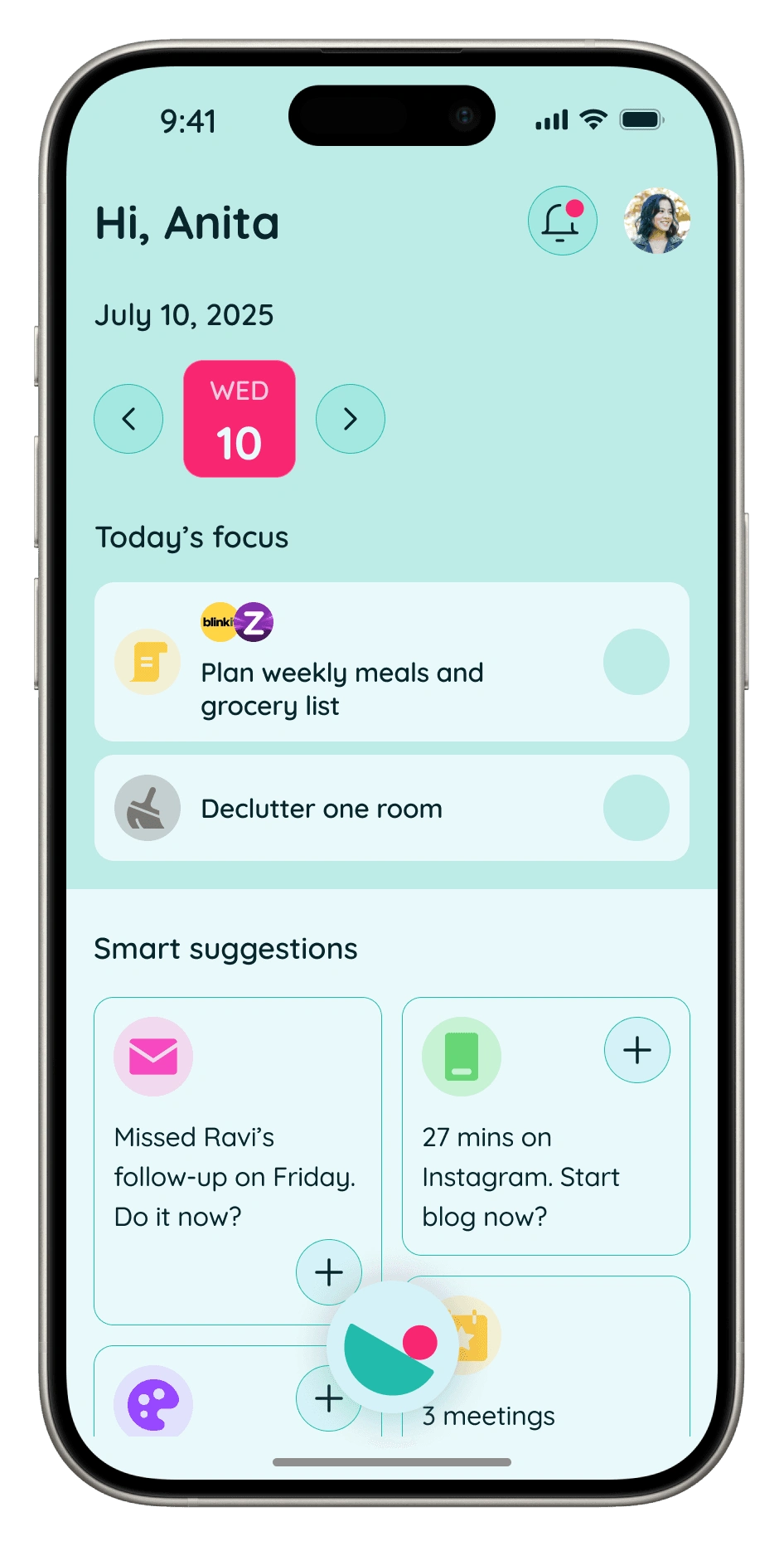 Today's focus screen
