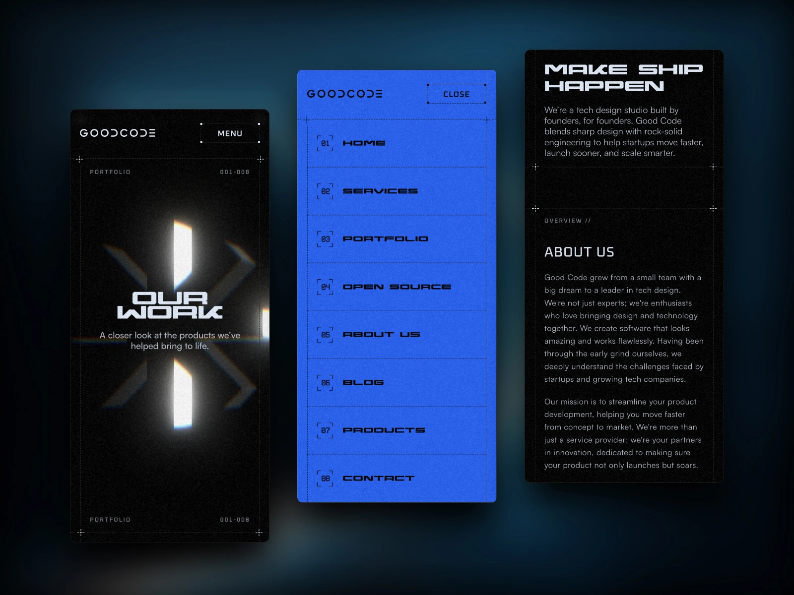 Mobile menu and other sections 