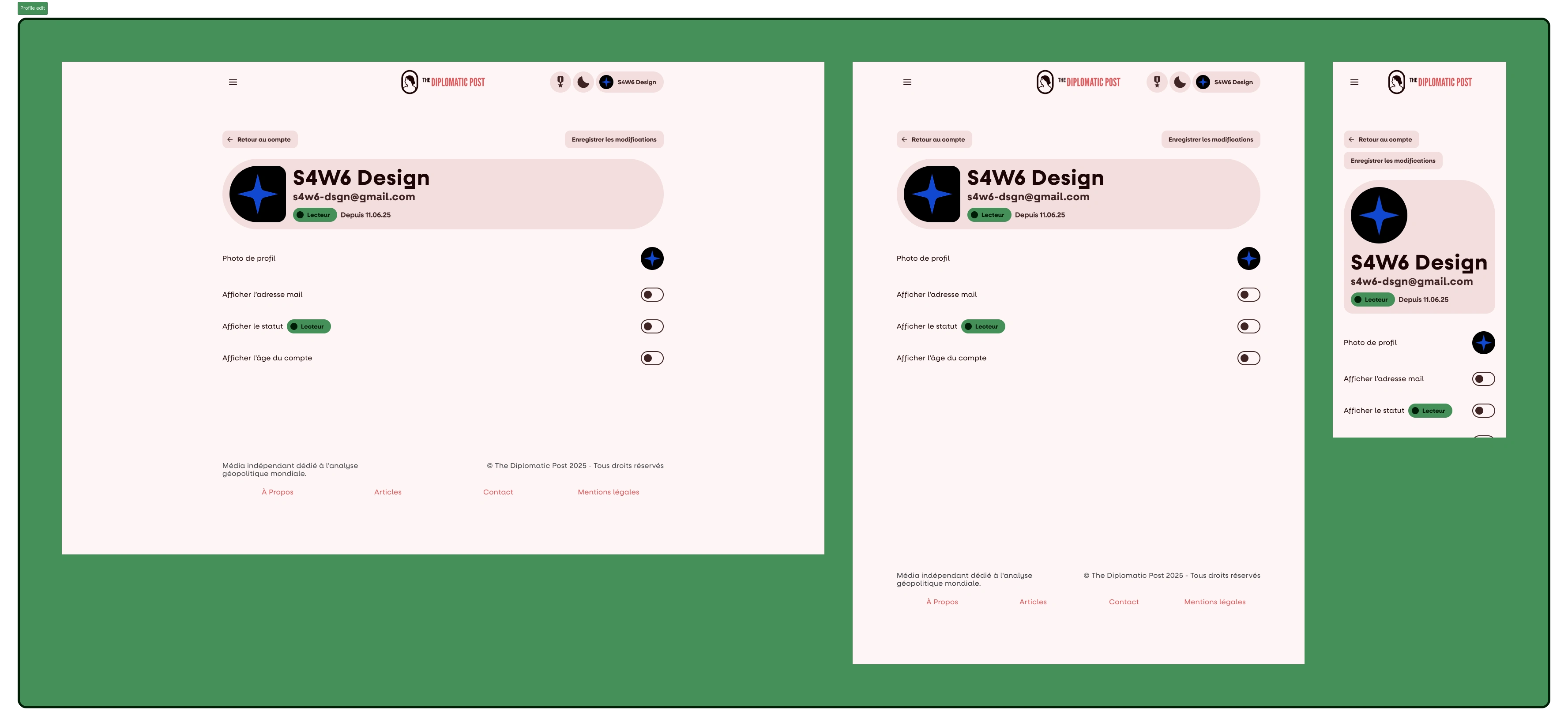 The profile edit page