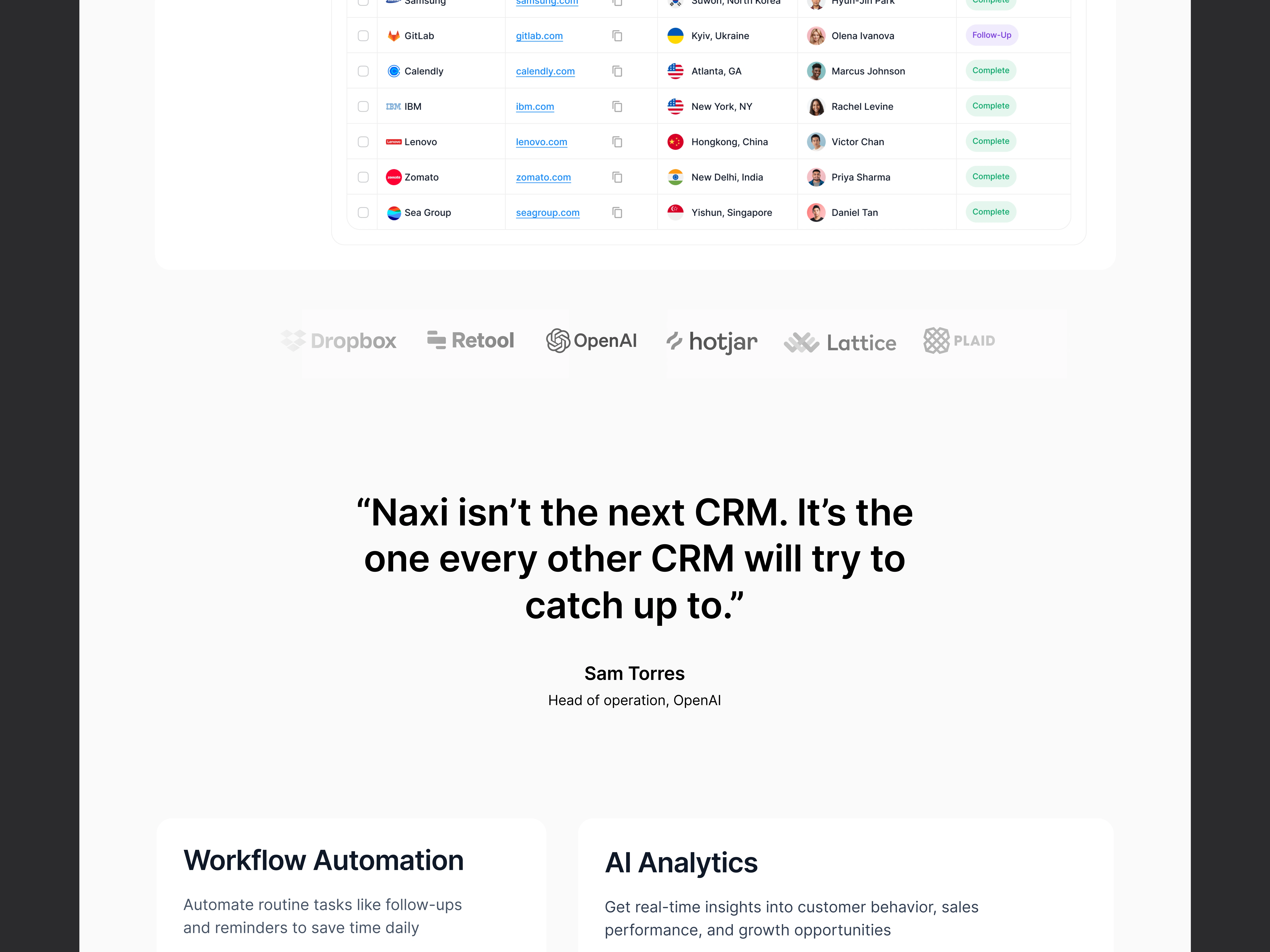 Feature section