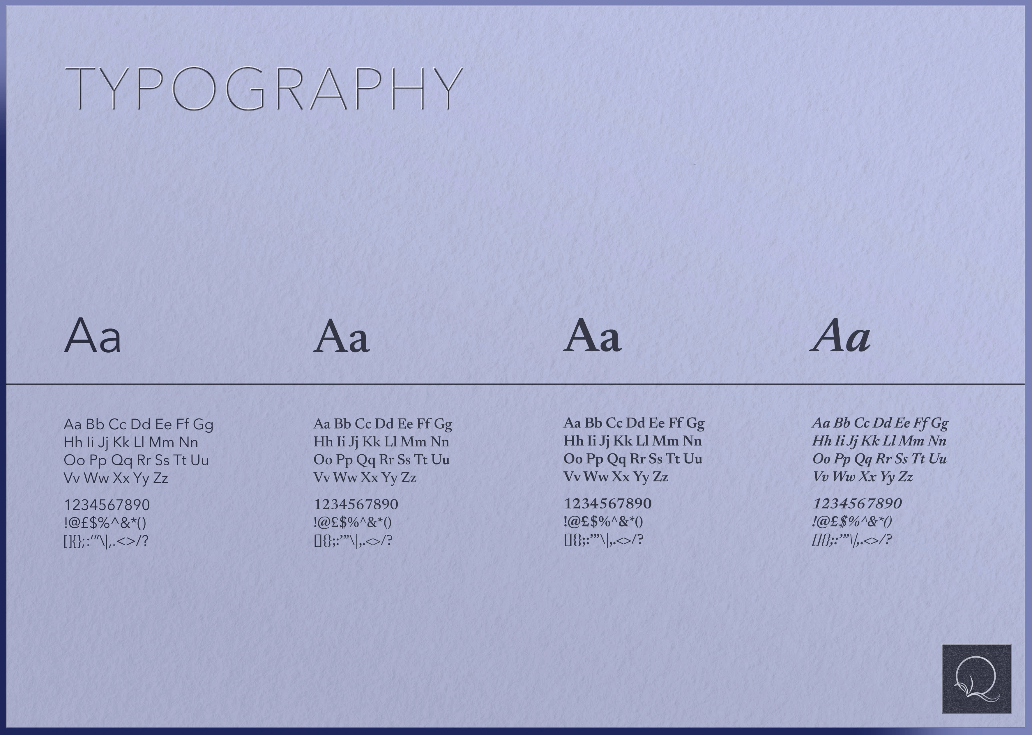 Typography system supporting QuickStem’s digital presence and brand tone - modern and unfussy while maintaining a 'wedding-appropriate' sophistication.