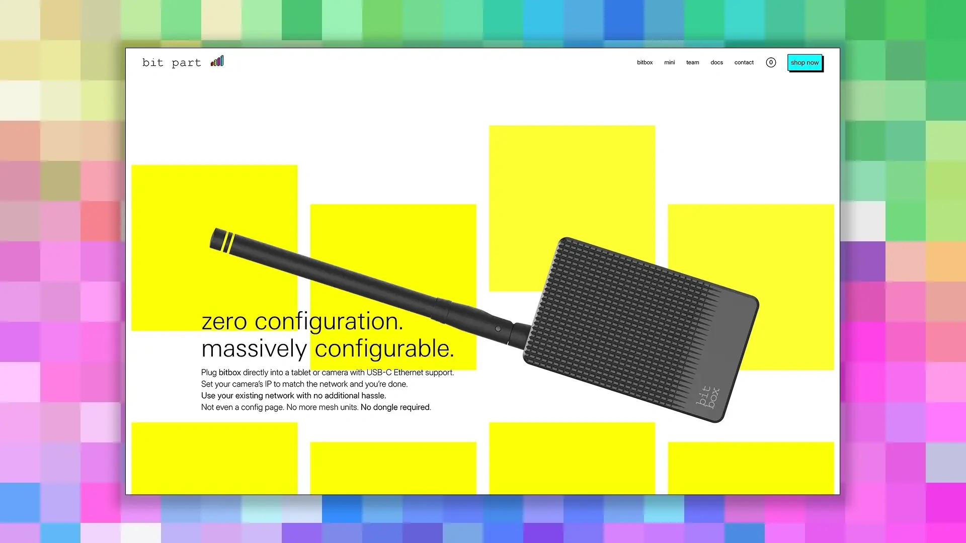 Large color blocks for bitbox background accent.