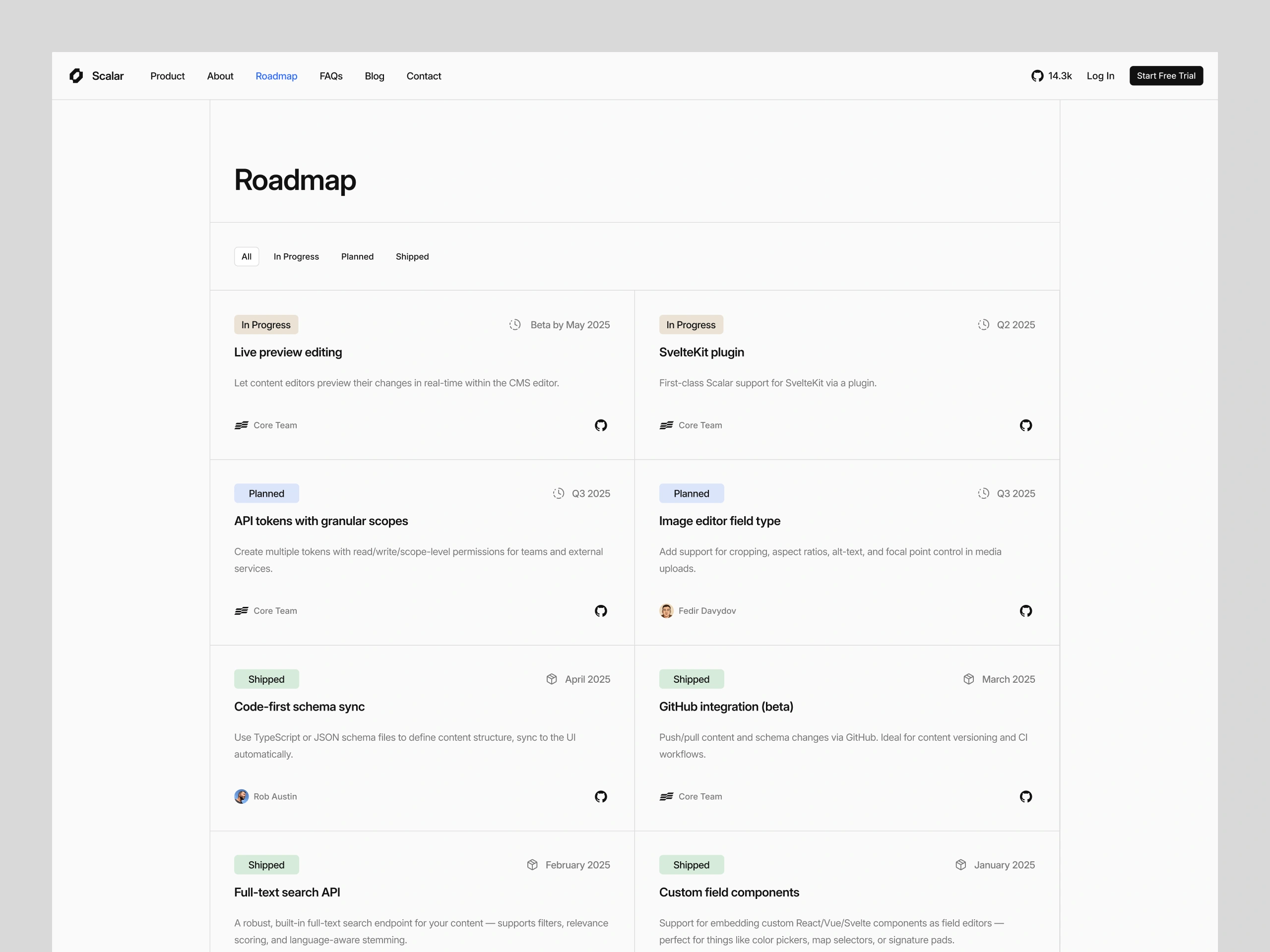 Roadmap Page