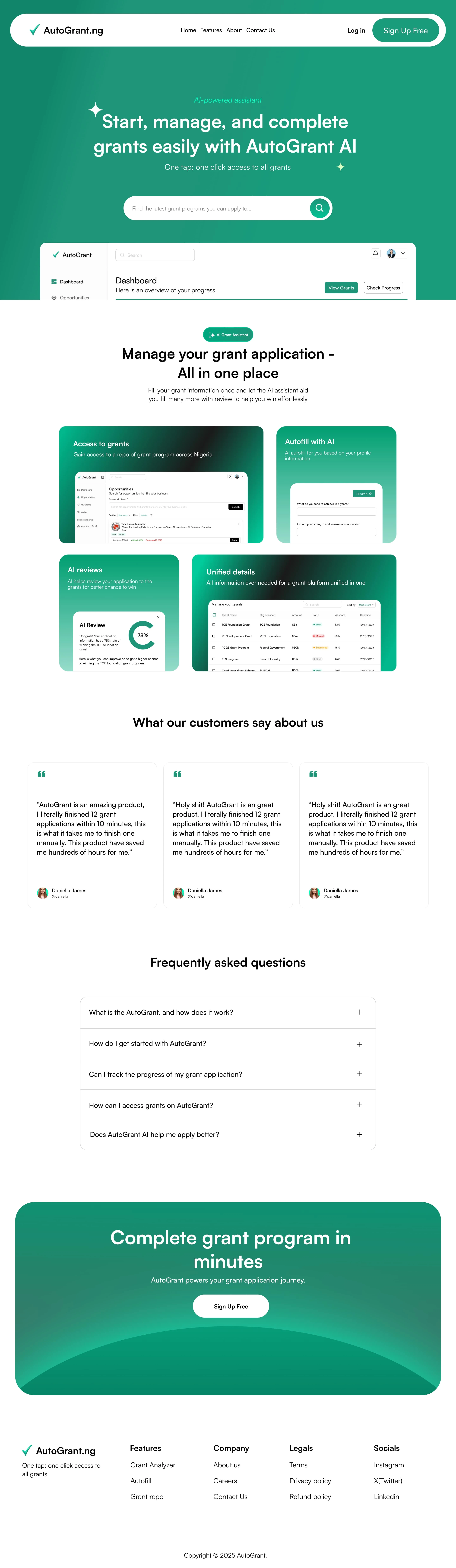 AutoGrant Landing Page