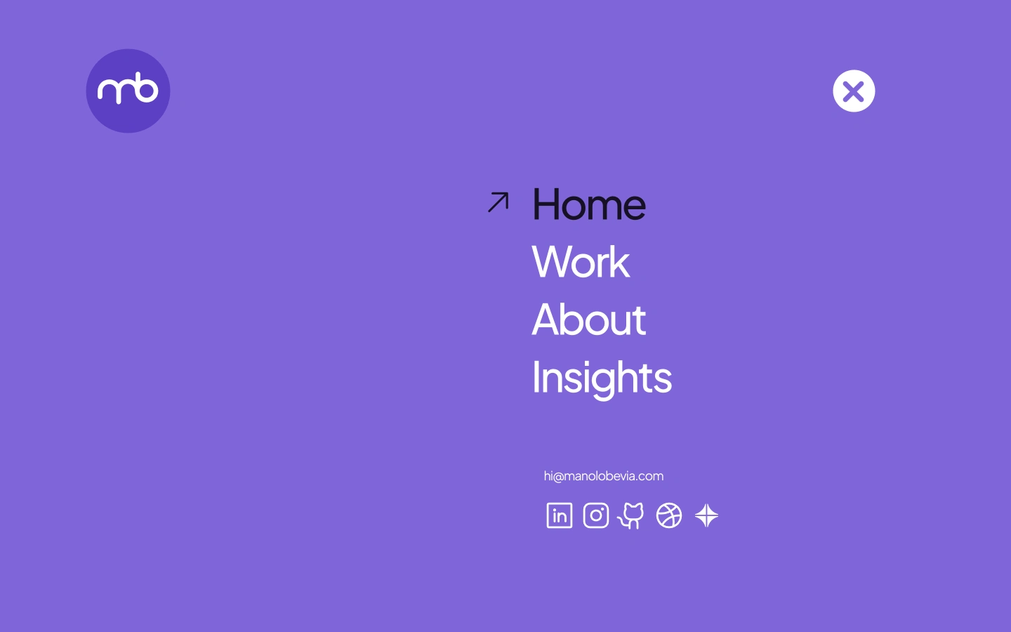 Full modal dialog menu.