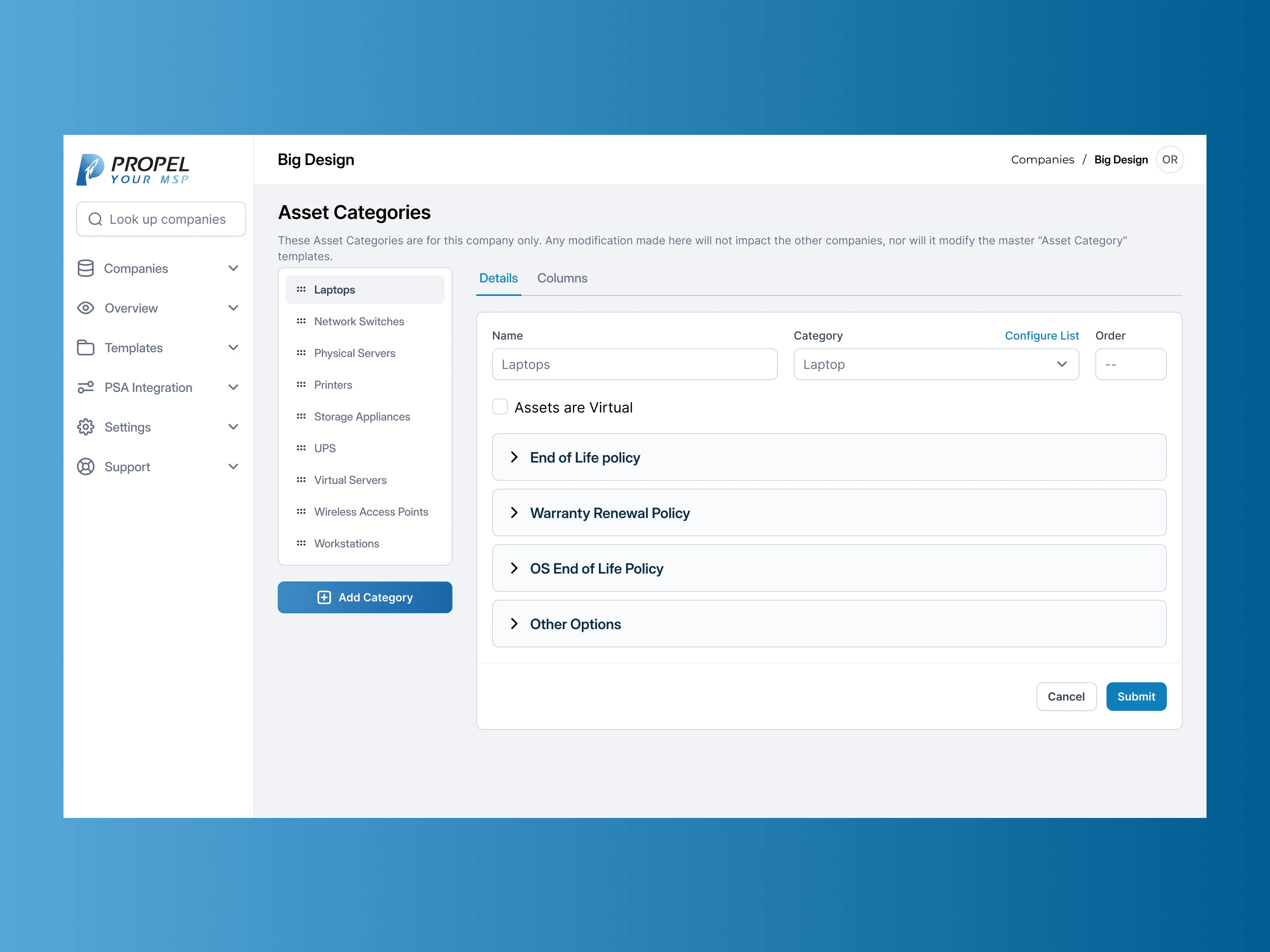 Asset Categories