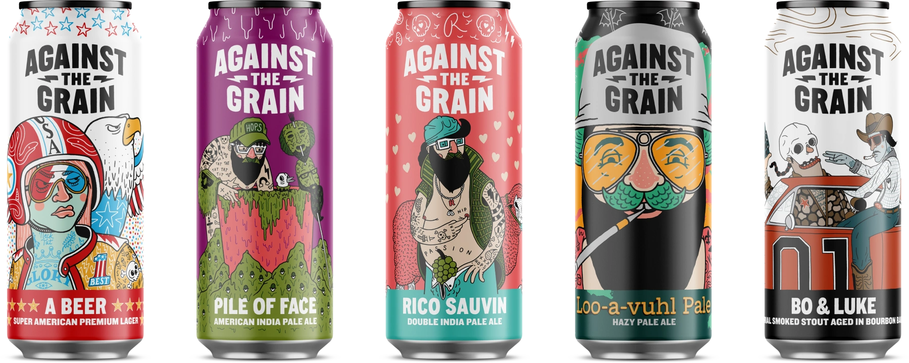 A Beer, Pile of Face, Rico Sauvin, Loo-a-vuhl Pale, Bo & Luke