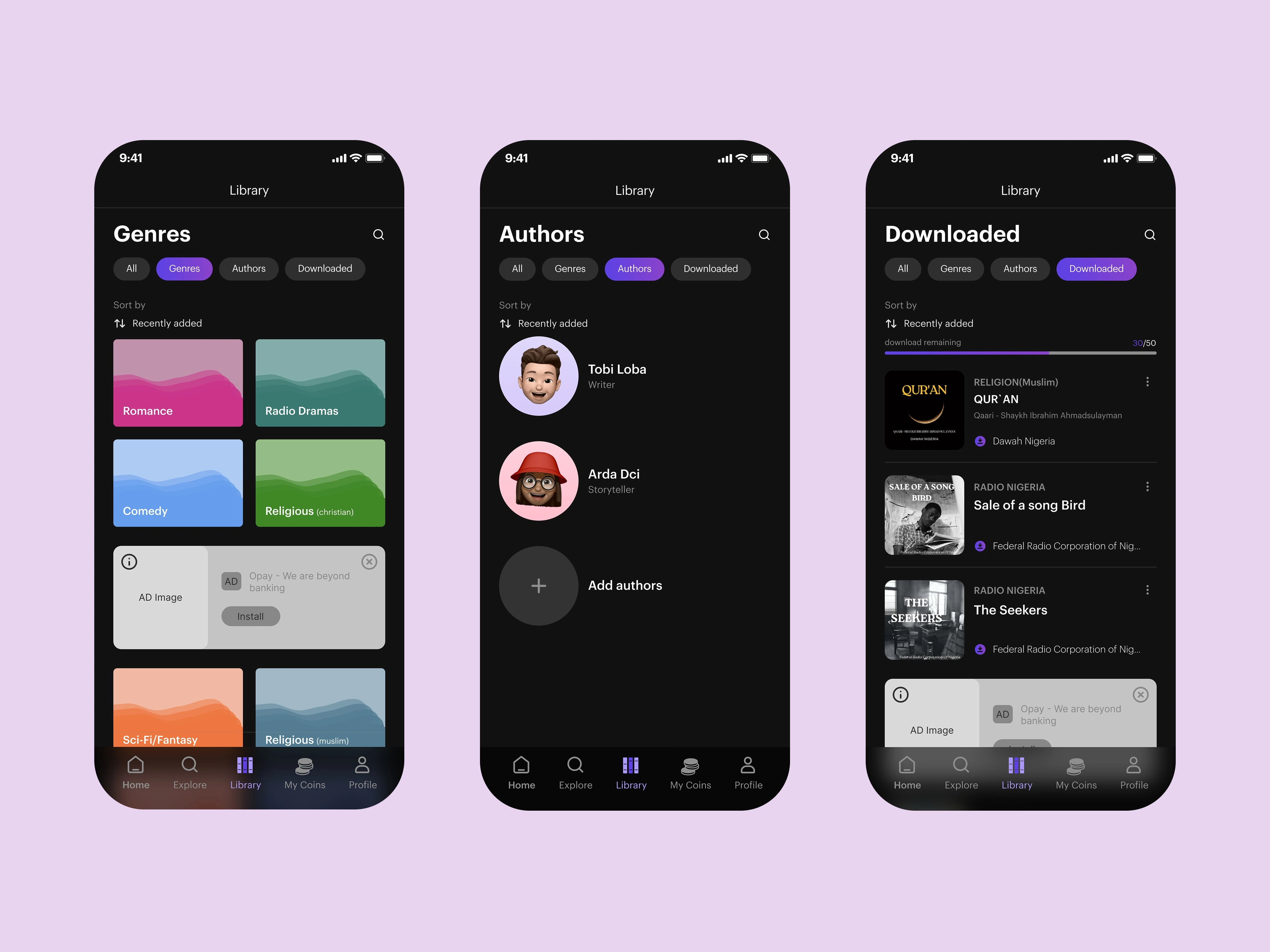 Library Genres, Authors, and Download