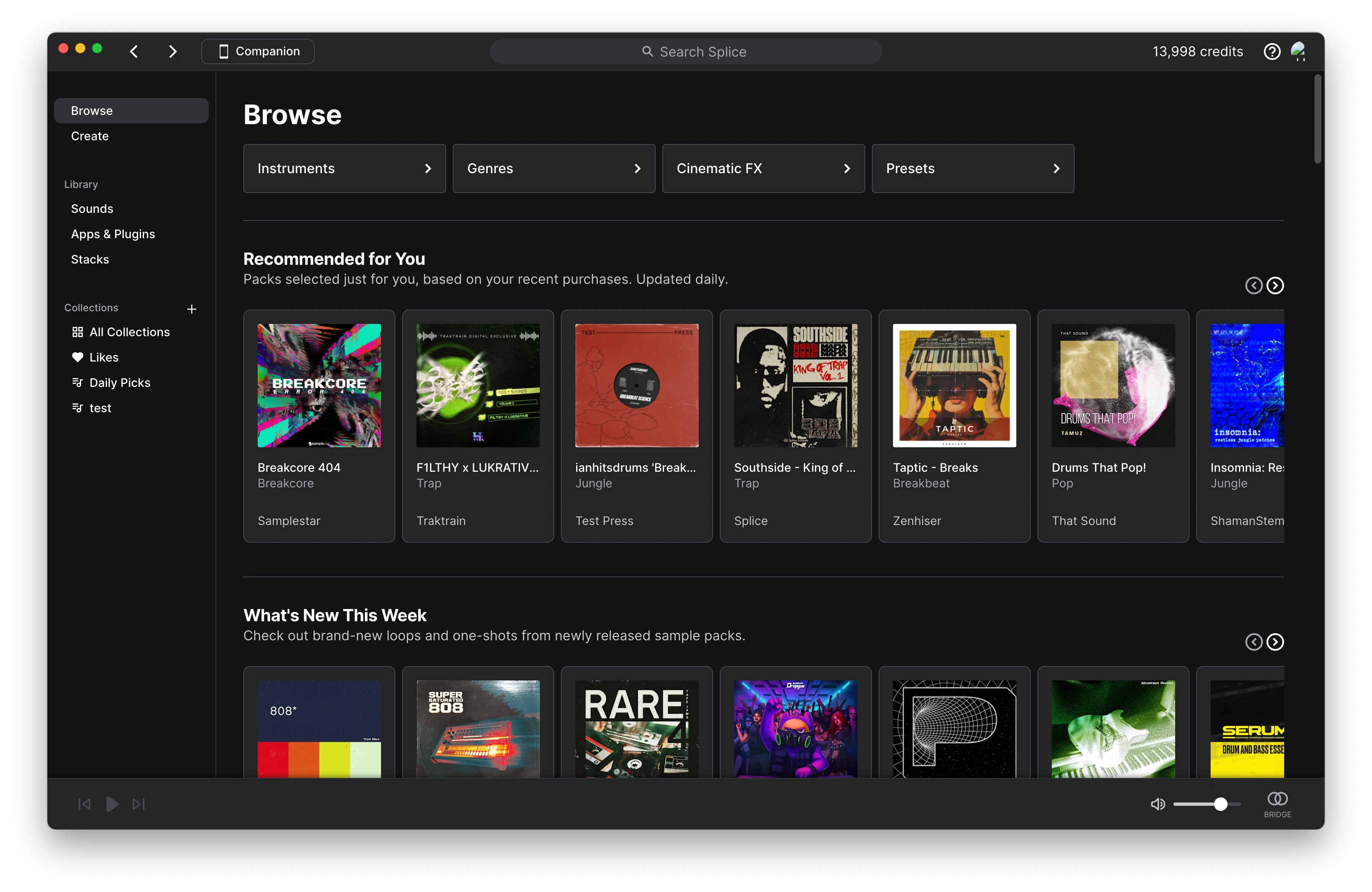 Splice Desktop: Browse Tab