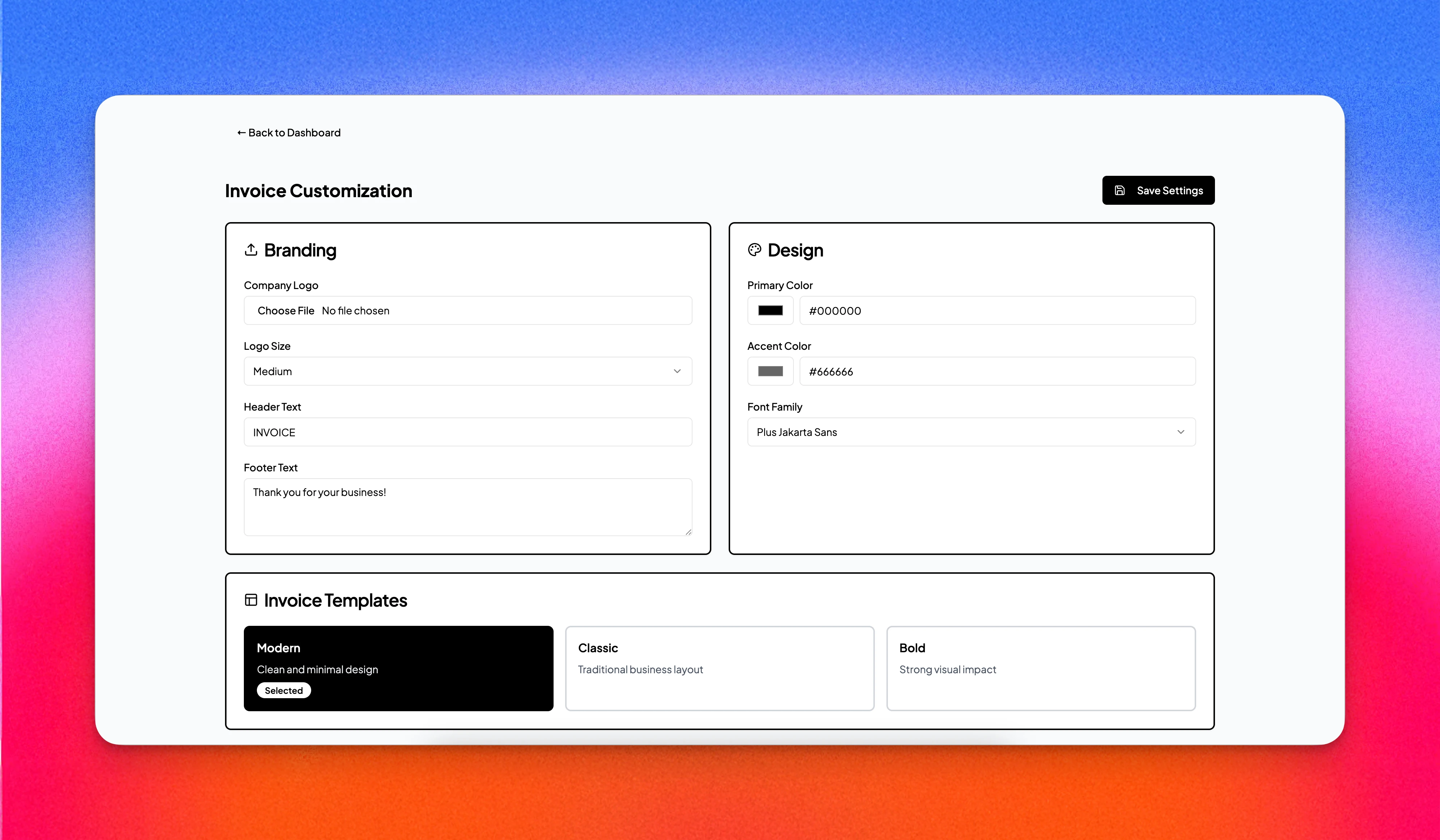 Invoice Customization