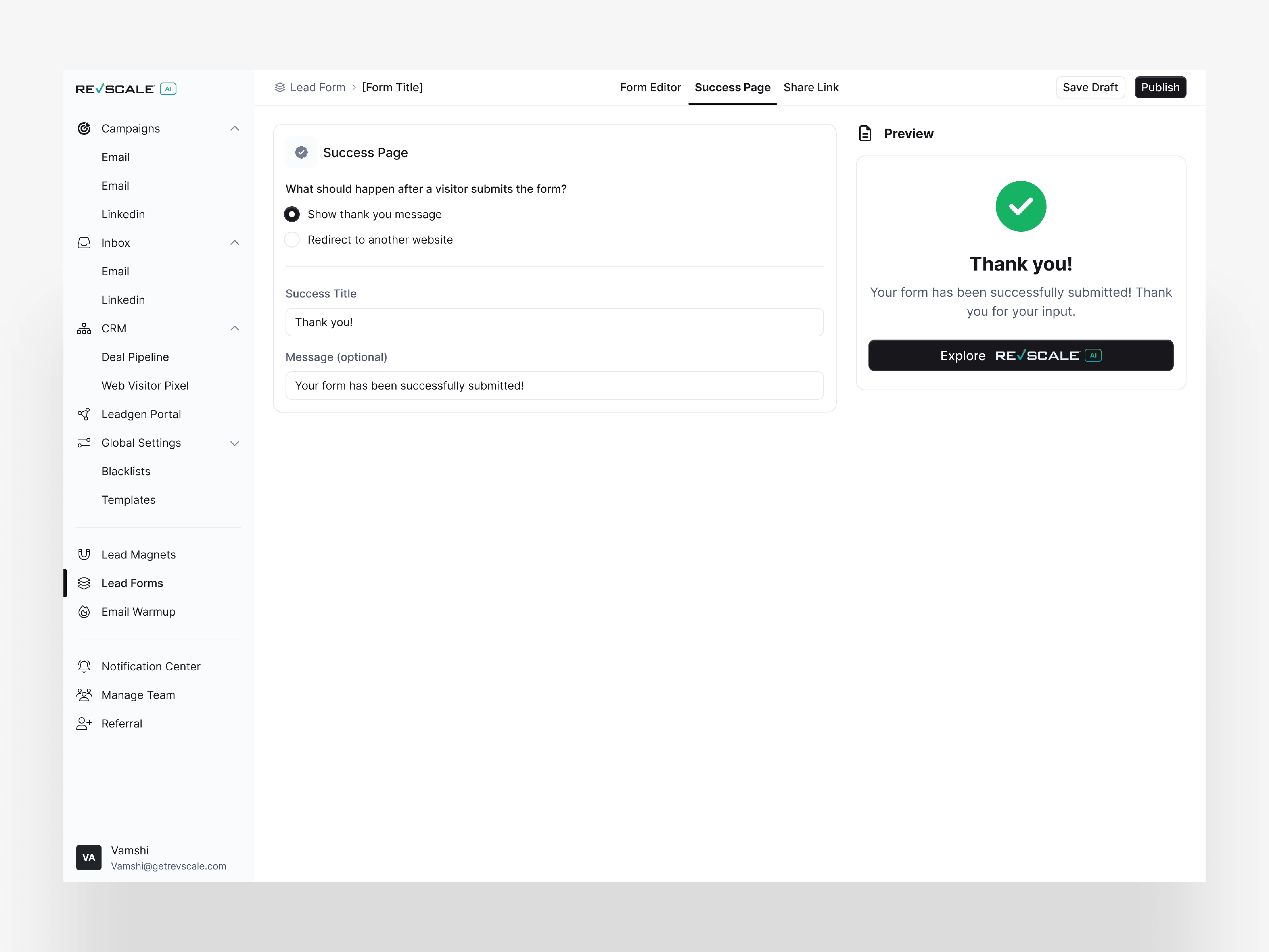 Success Page
