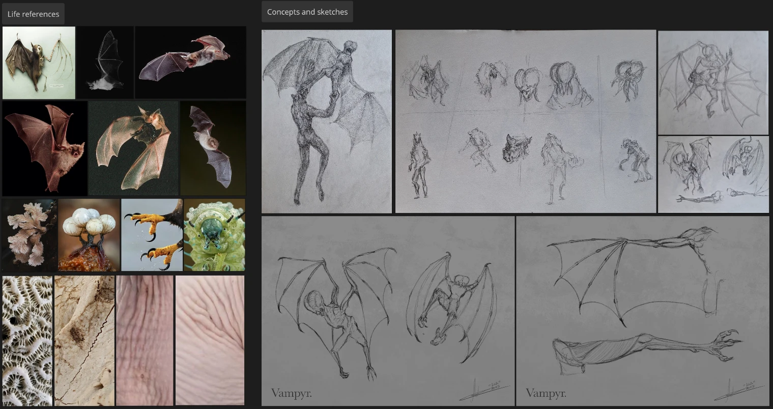 References and sketches.