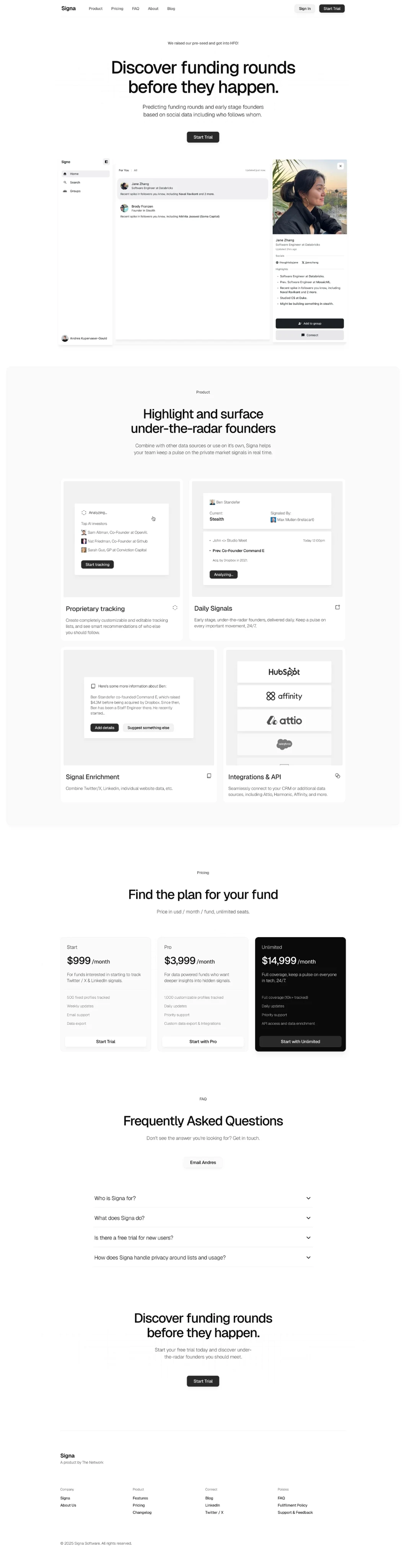Full home page design for signa.software