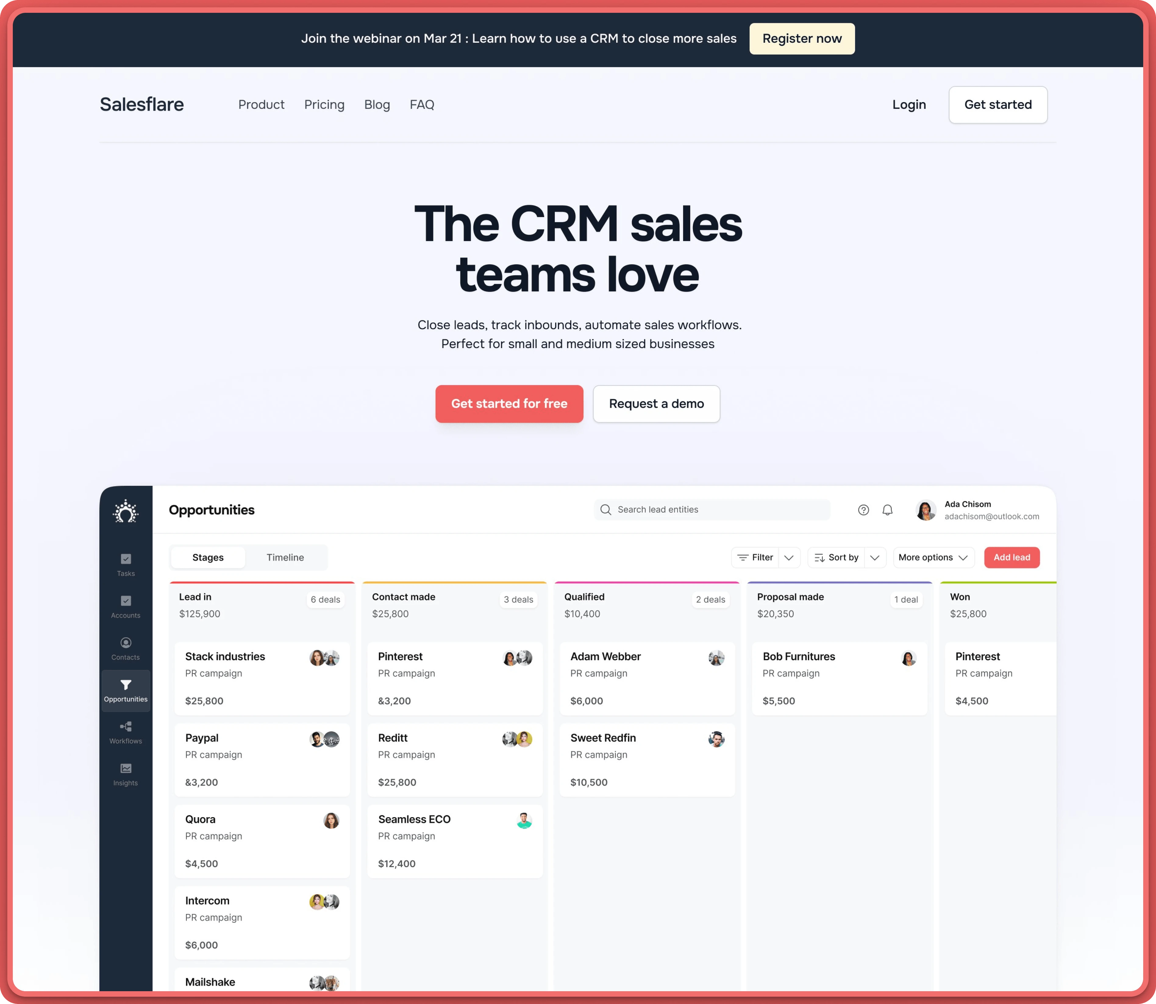 SalesFlare Hero Section Redesign