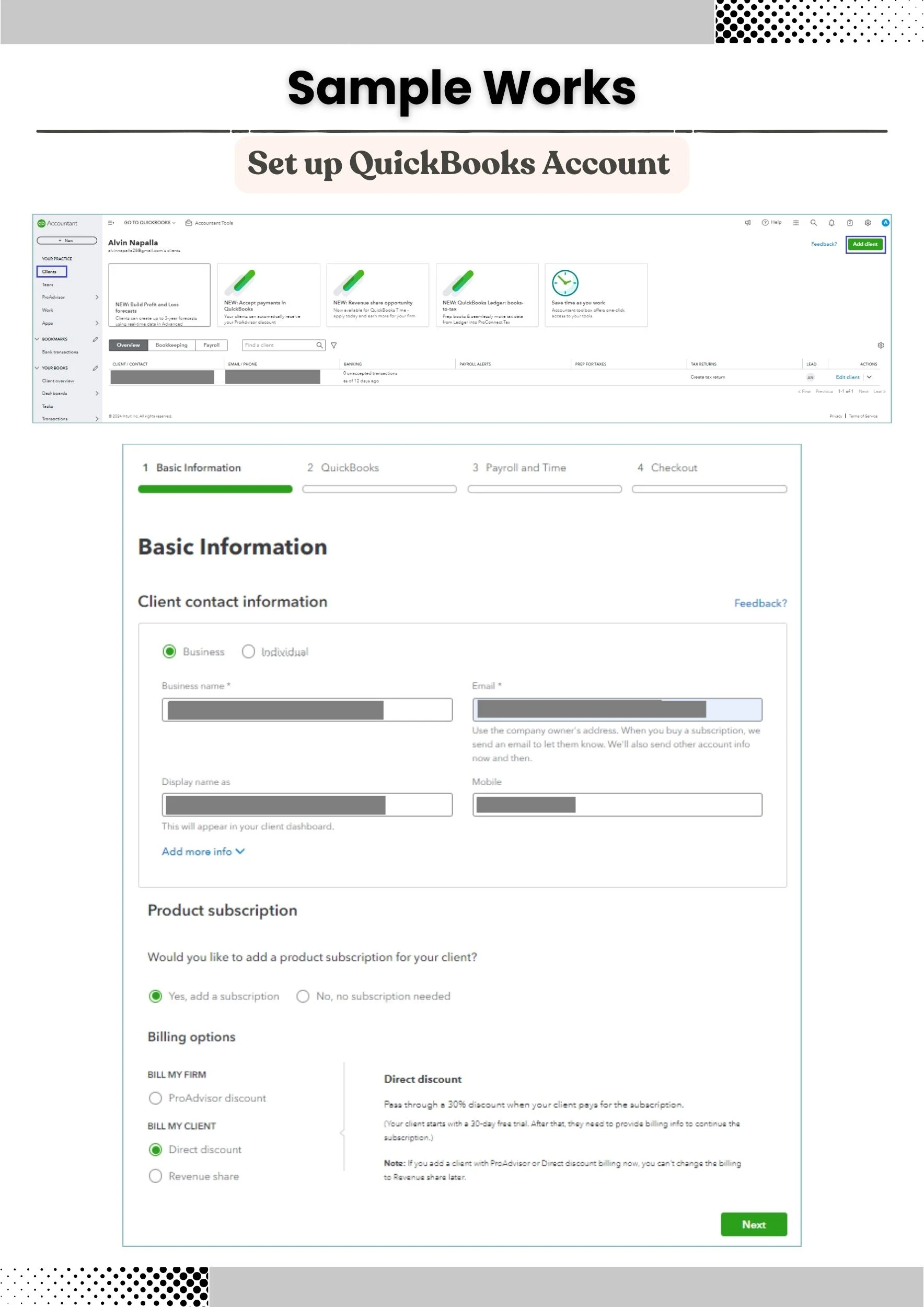 Set up QuickBooks Account