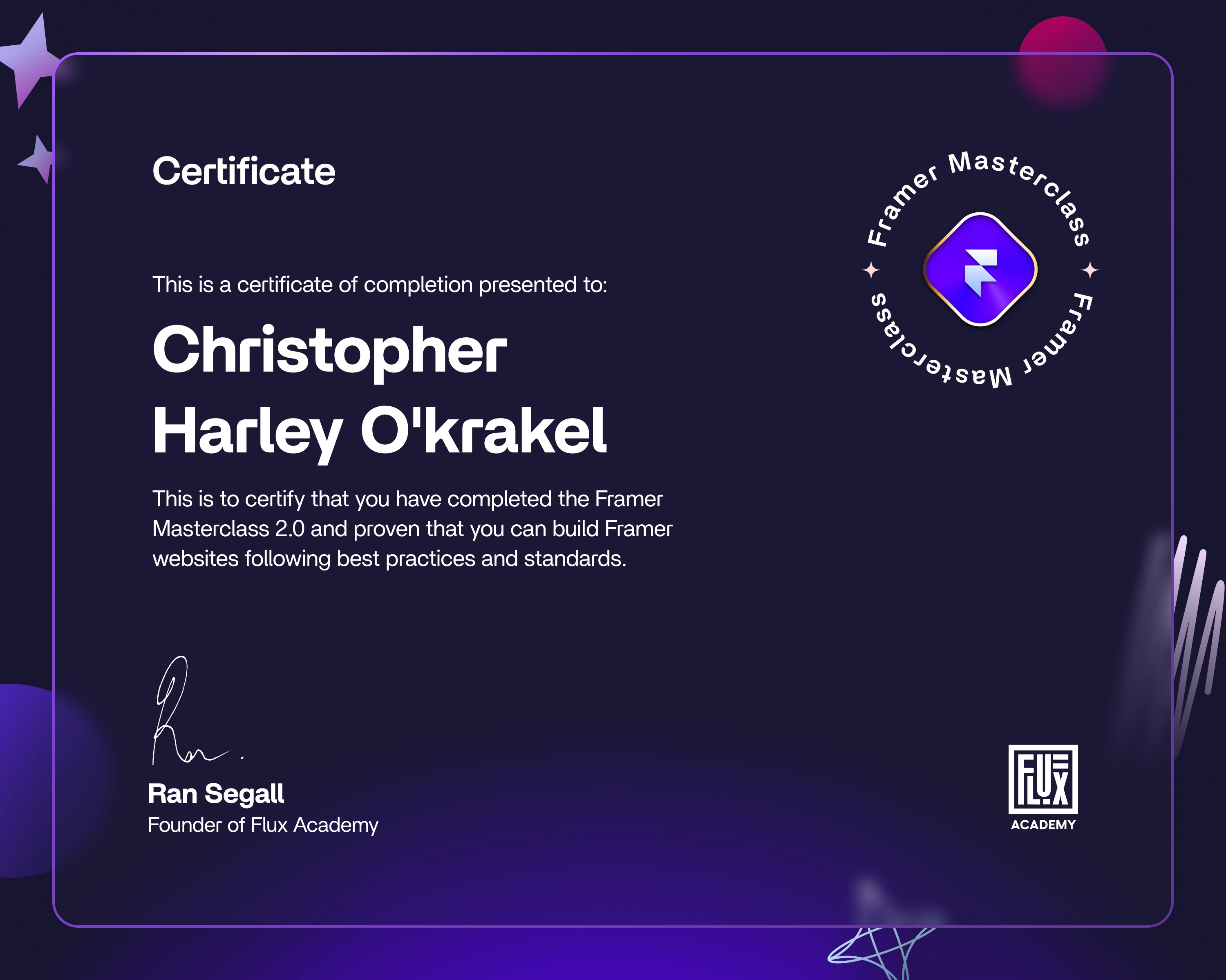 Framer Certification