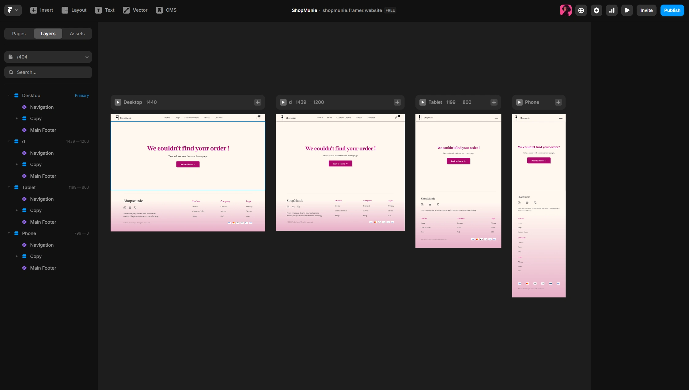 404 page ~ Framer Workspac