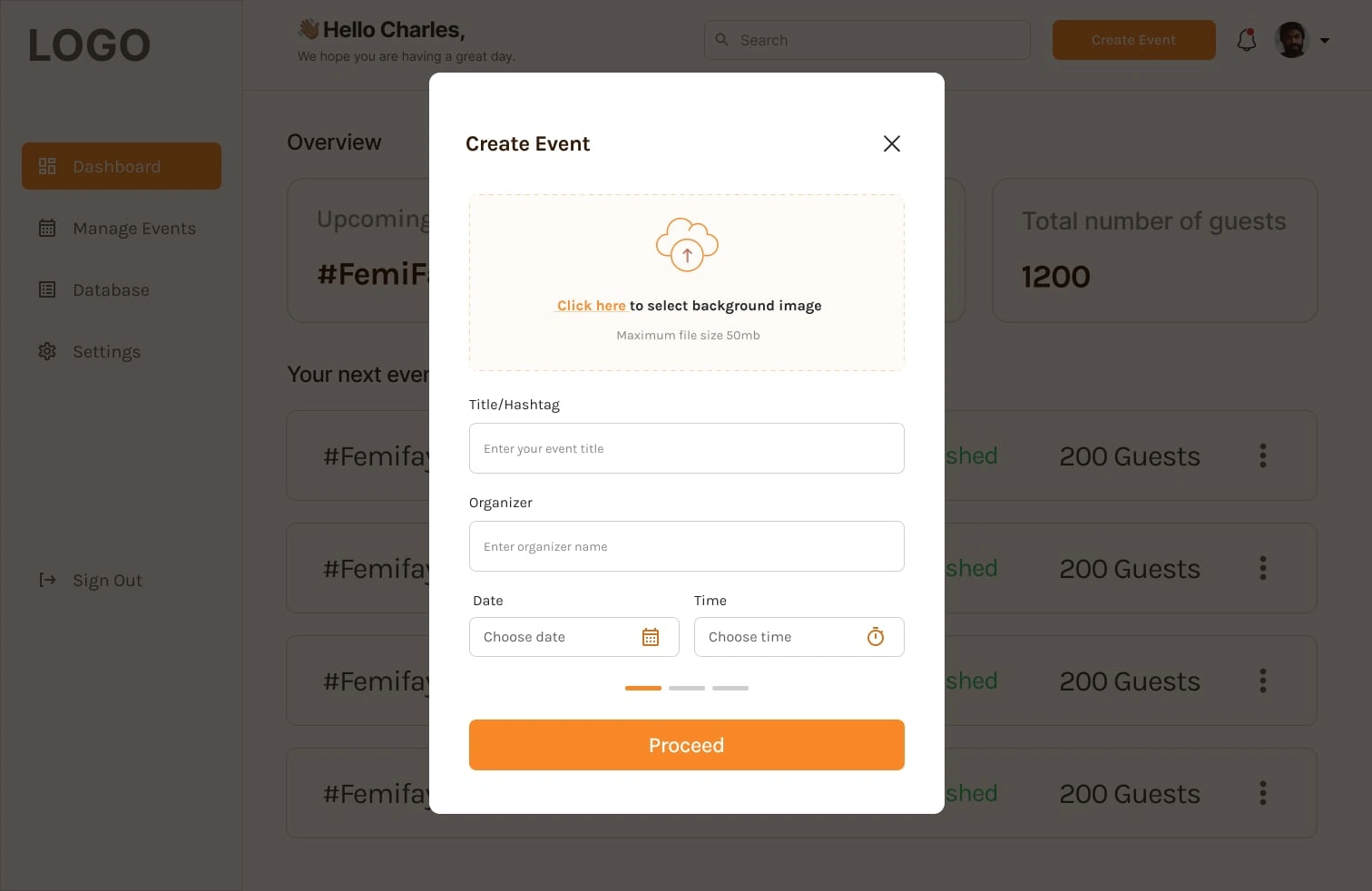 Create Event Pop-Up