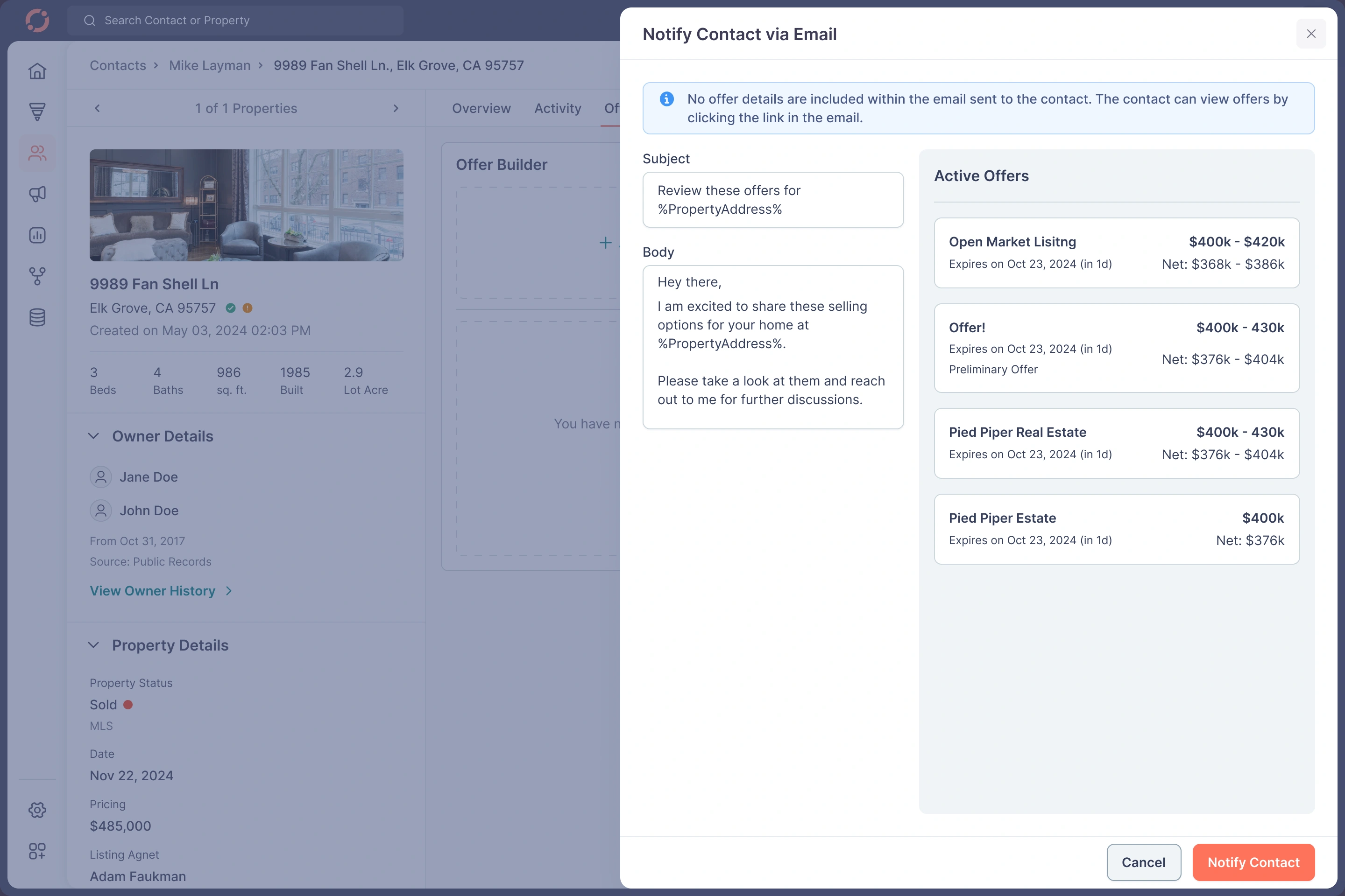 Property Details - Email Notification 