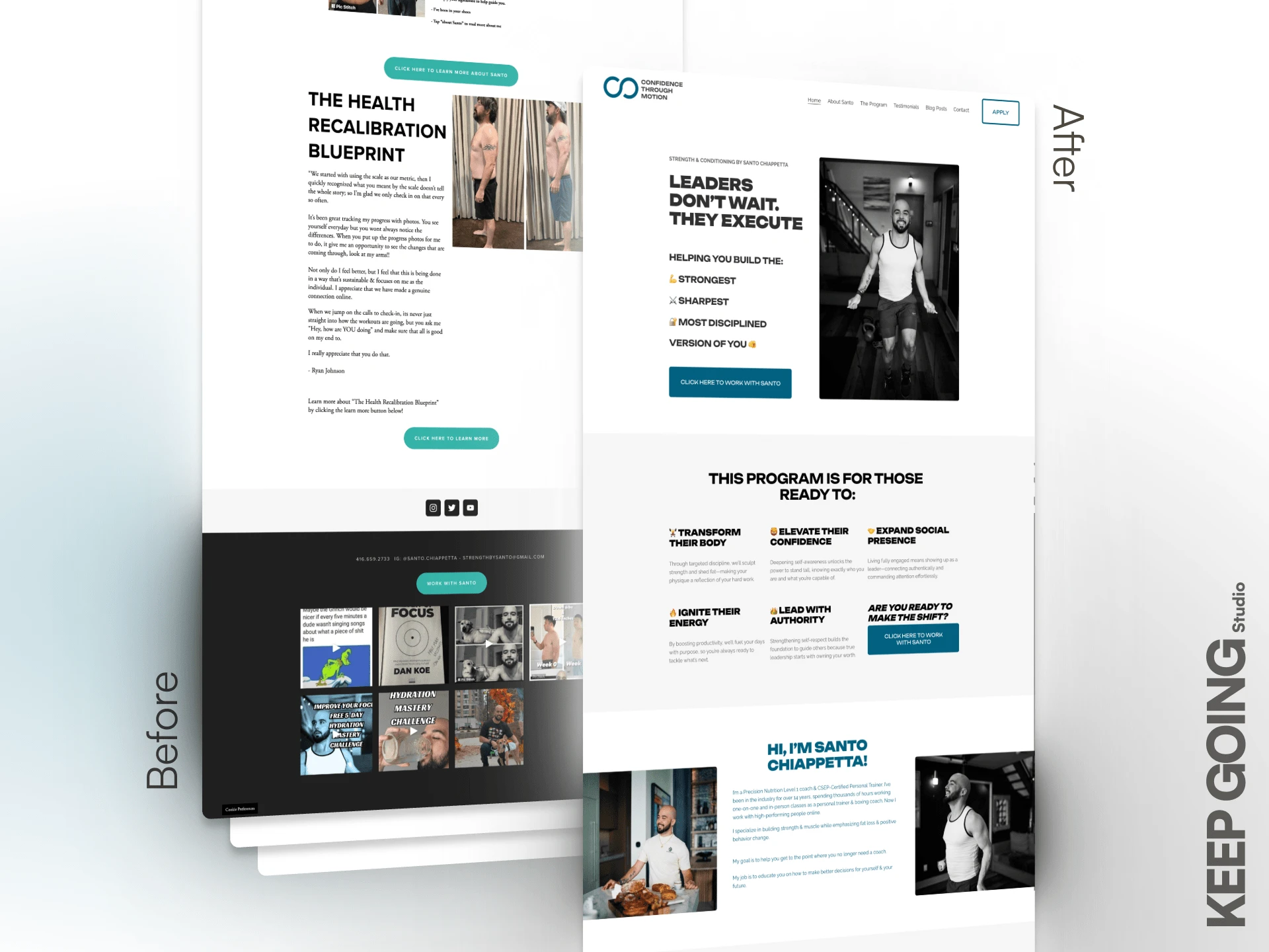 Strength by Santo - Personal Trainer Squarespace Website Redesign: Before and After