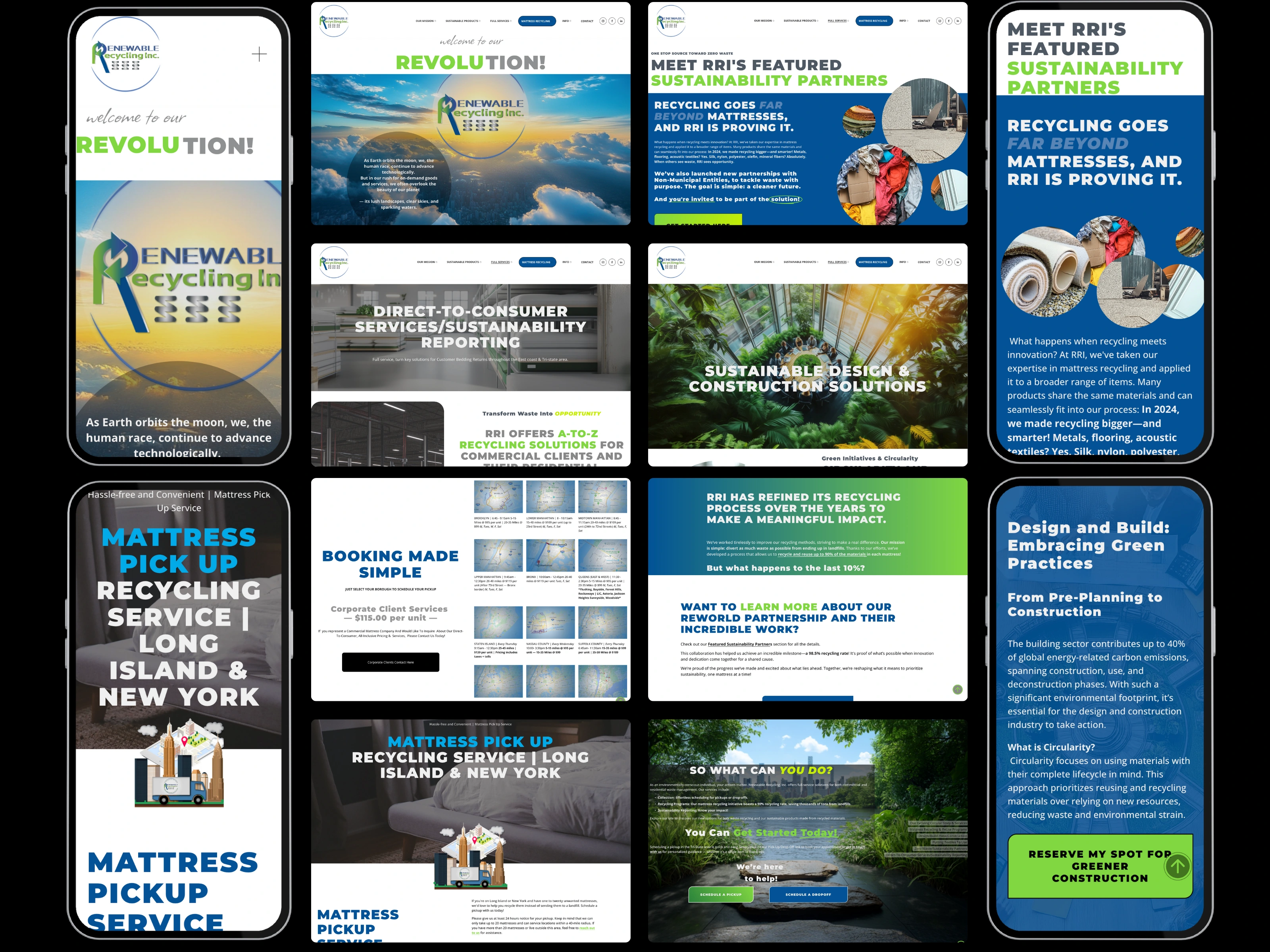 A showcase of RRI’s refreshed hero sections and banners. Bold messaging and clear calls to action welcome visitors, partners, and clients into every corner of the brand’s mission.