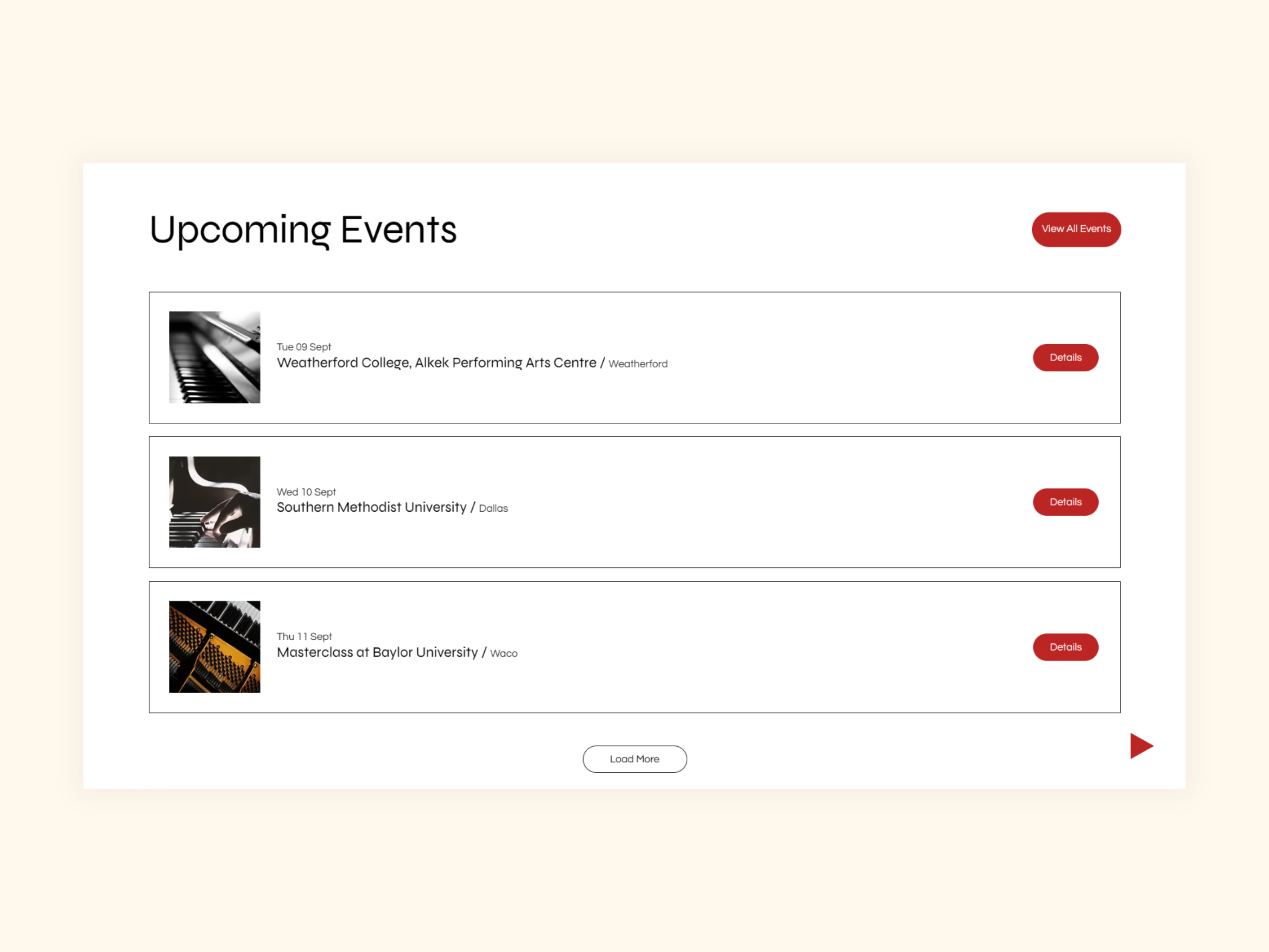 Upcoming Events Section