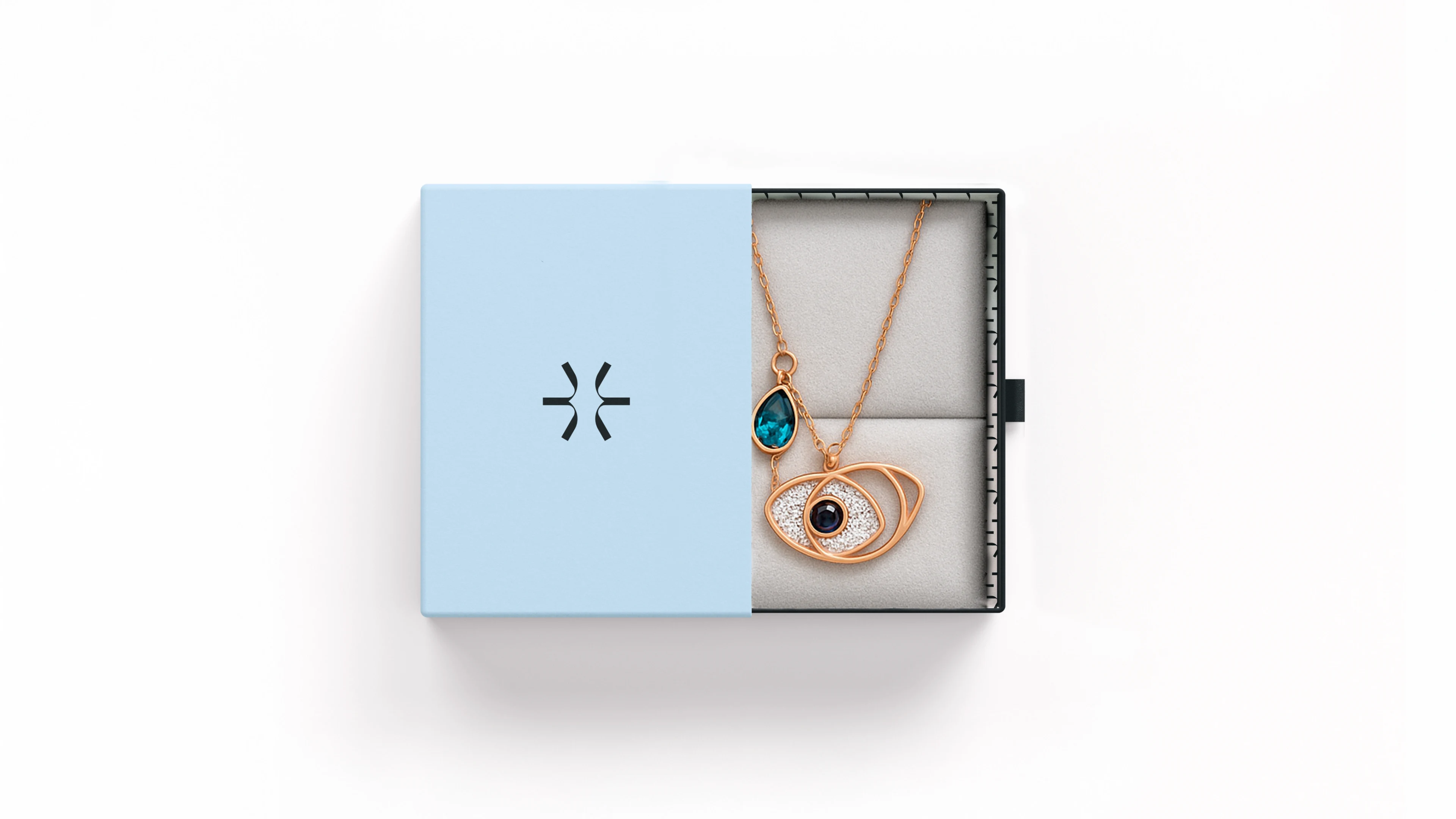 Top-Down view of the packaging design for Astrea Jewelry