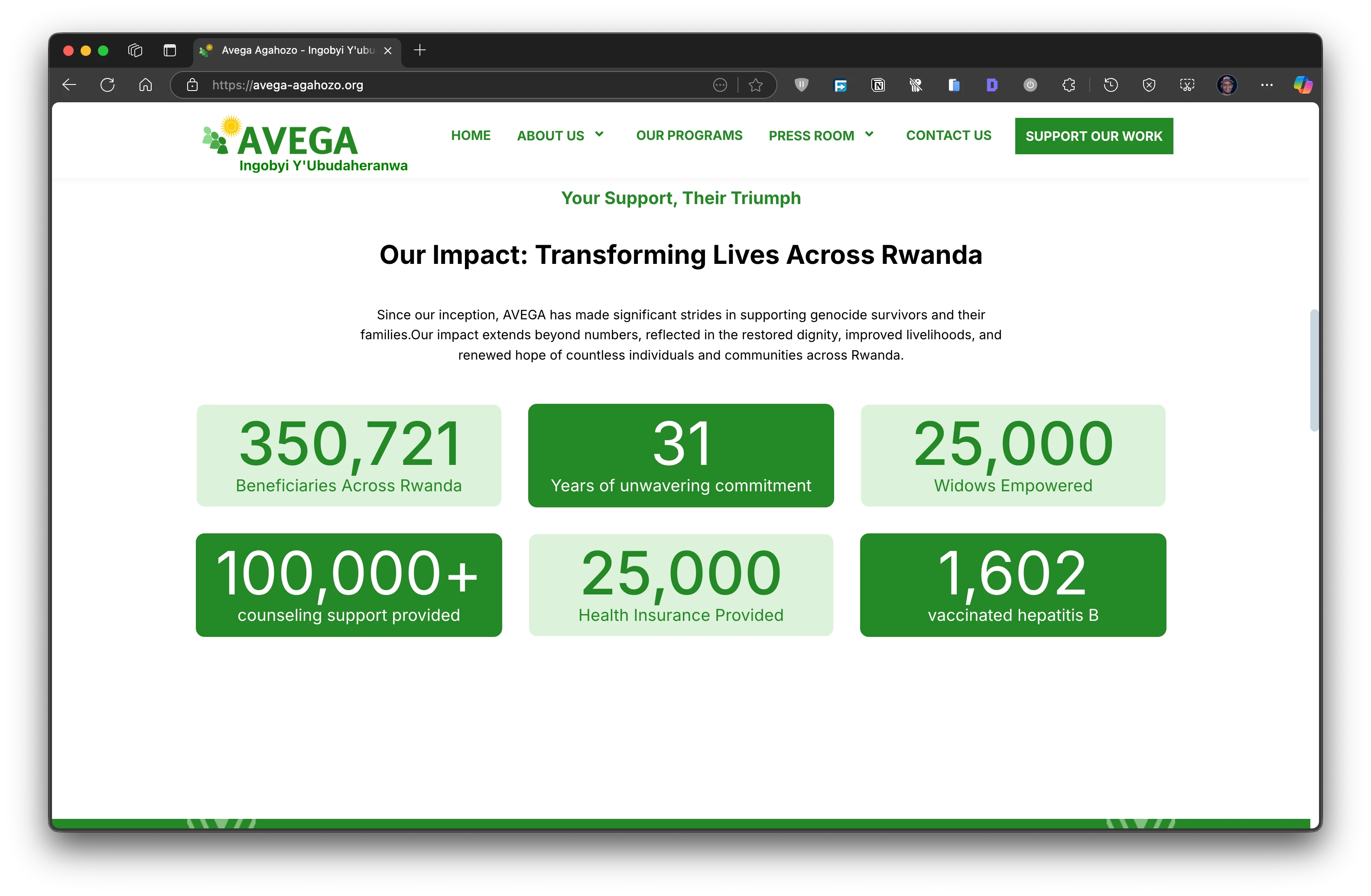 Impact stats section