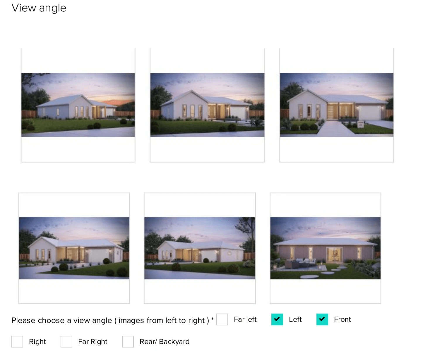 3D Rendering questionnaire| View angle choice