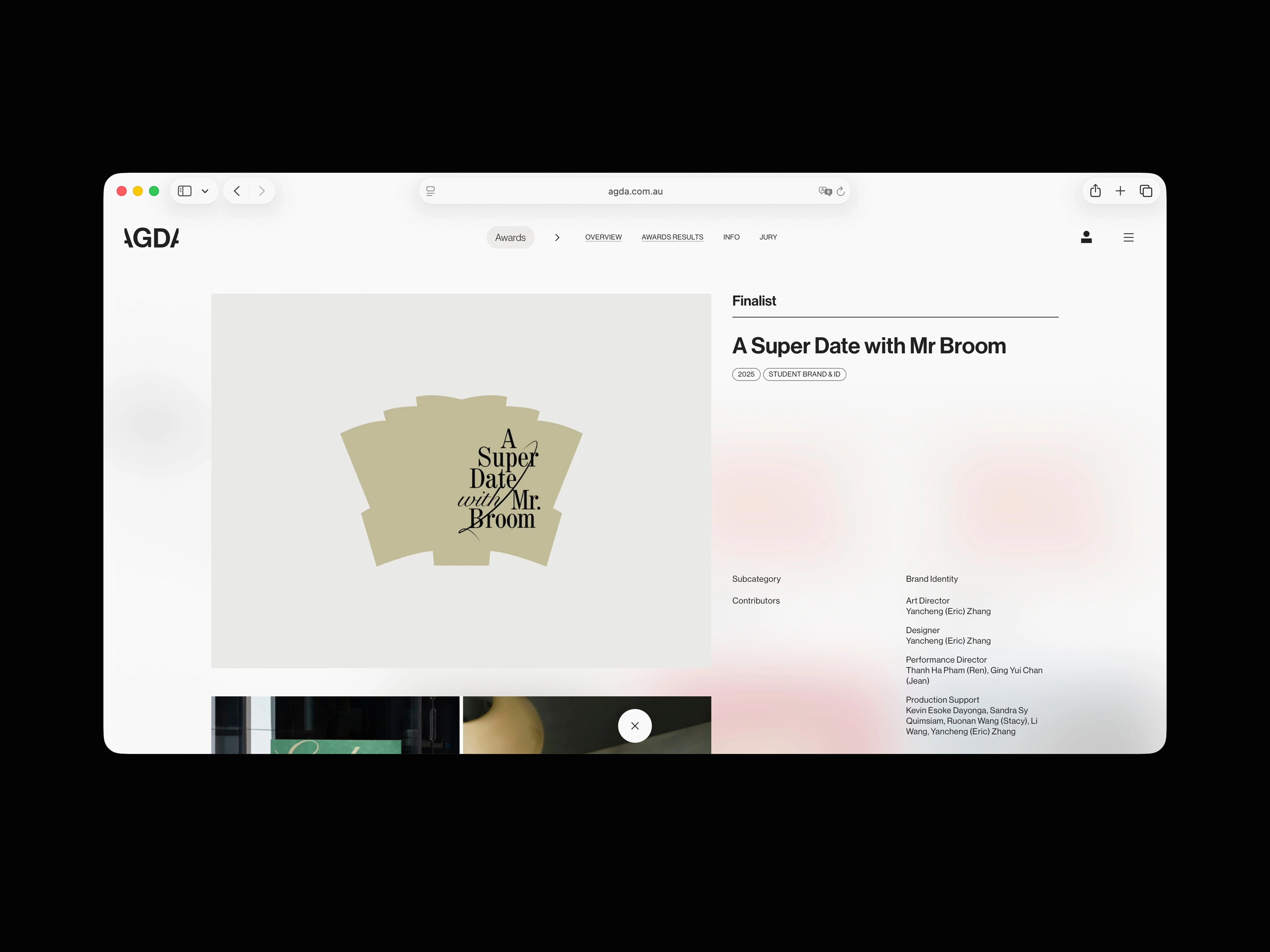 AGDA Awards 2025 webpage