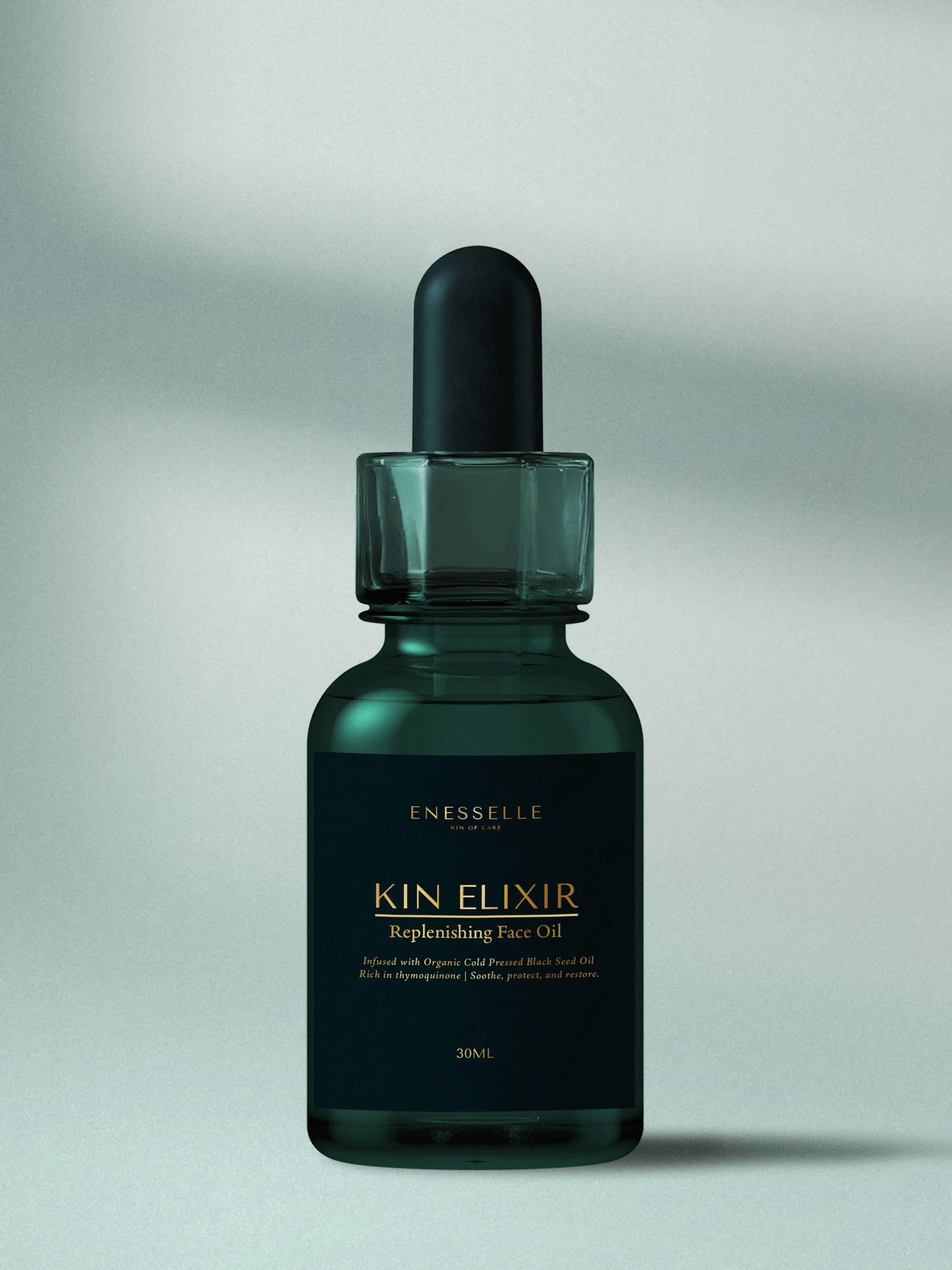 A visual mockup of 'Kin Elixir', designed to offer the client a tangible preview of their product’s future presence.