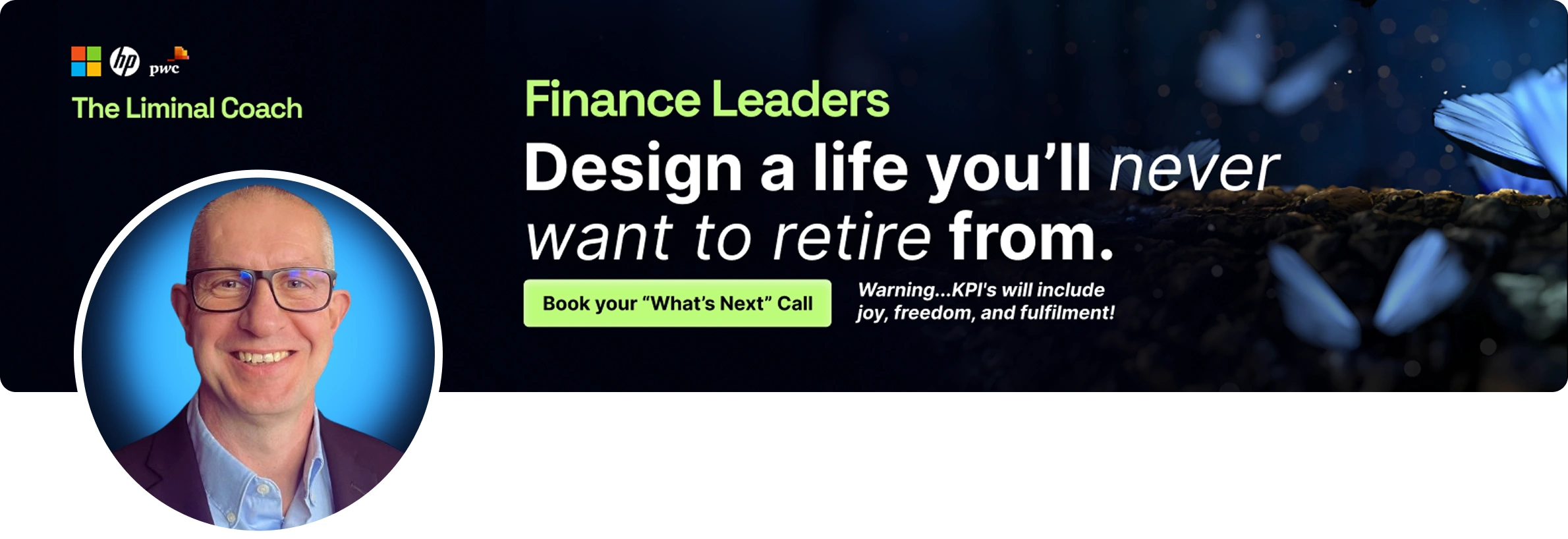 A refined LinkedIn banner that introduces Jamie’s mission in one clear line and a cohesive profile image that feels personal yet professional.