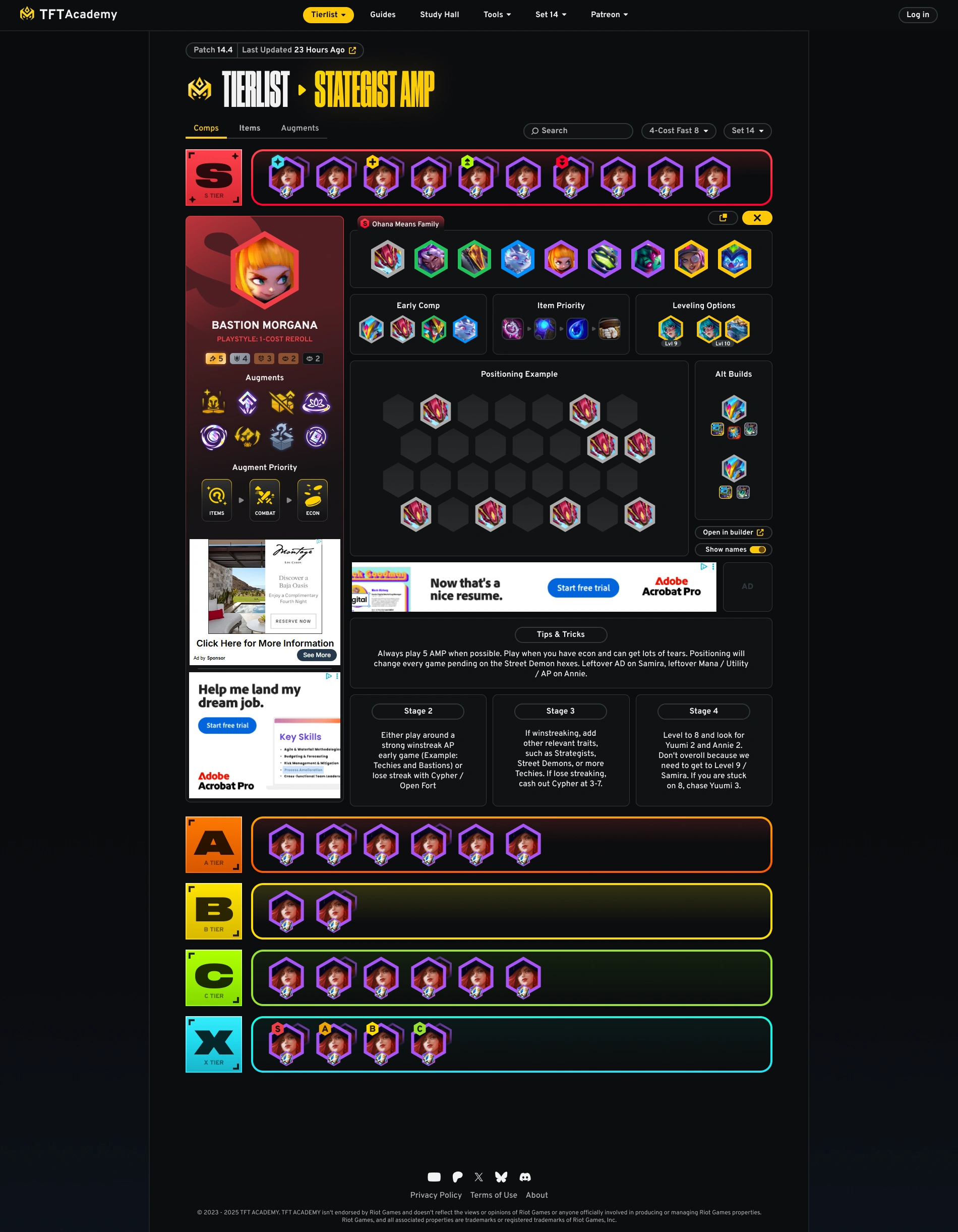 Expanded Tierlist (mocks for both ad and ad-free users were designed)